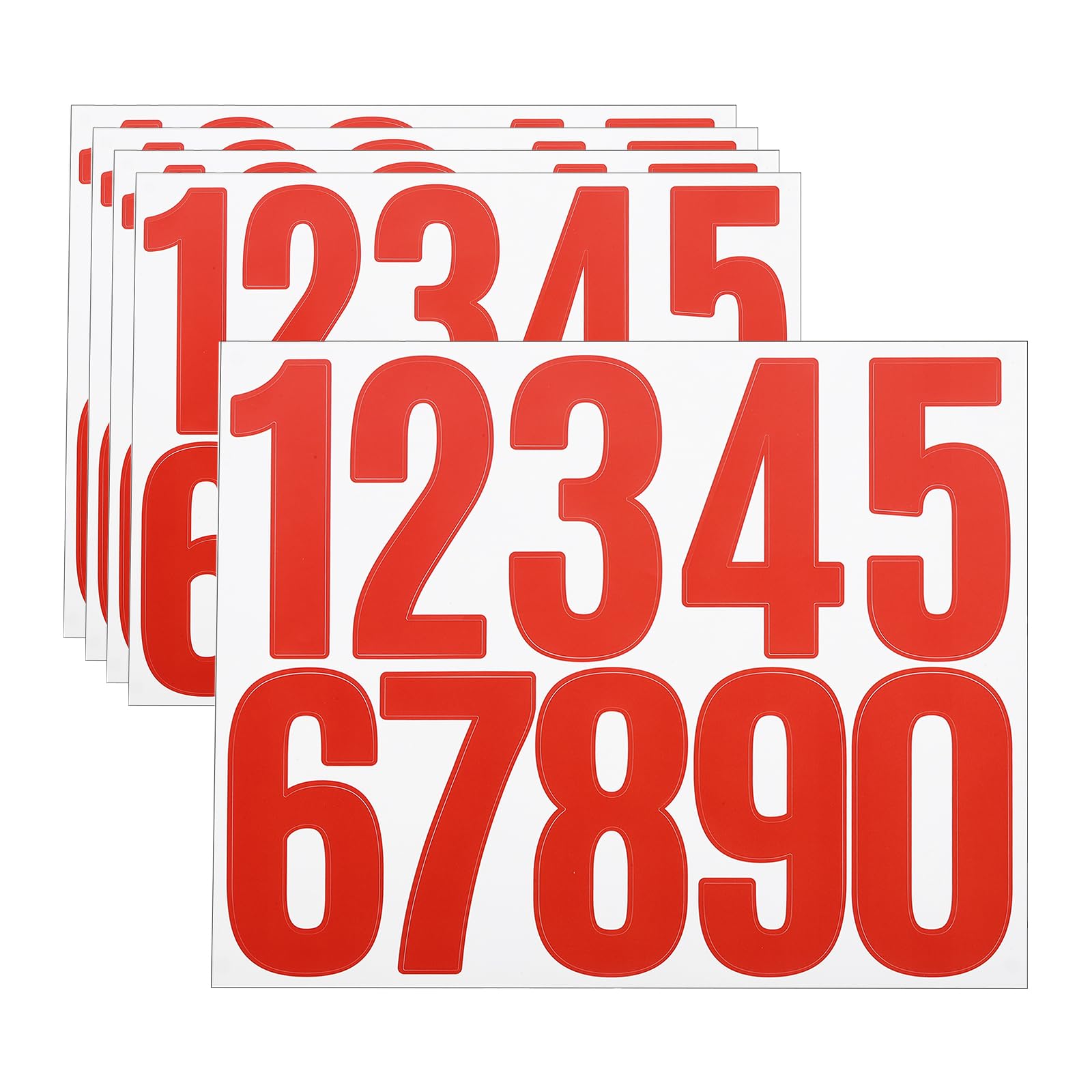 uxcell 5 Sheets Vinyl House Number 3" Waterproof Self Adhesive Number Sticker for Mailbox Sign Window Door Address Number Red