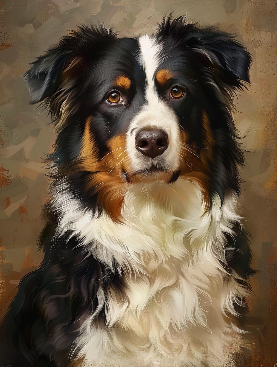 GenericDog Portrait Australian Shepherd 5D Diamond Art Painting for Adults Full Drill Round Diamond Paint by Number Kits for Beginners Gems Cross Stitch for Wall Decor 15.8x19.8inch(5)