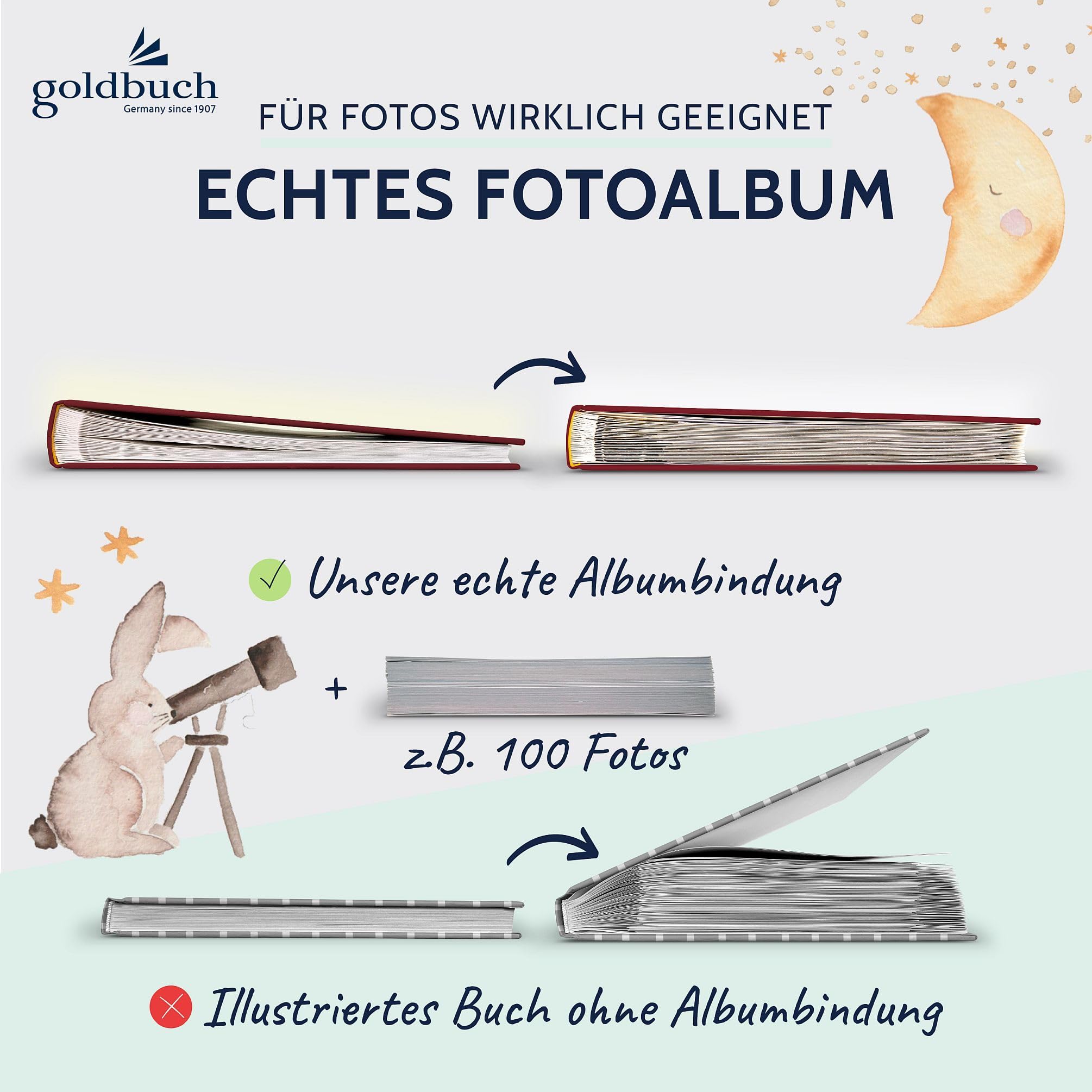 goldbuch 15801 Babyalbum mit Fensterausschnitt, Sweetheart, 30 x 31 cm, Baby Fotoalbum mit 62 weißen Seiten, davon 4 illustriert und 58 blanko, Fotobuch mit Pergamin-Trennblättern, Kunstdruck, Pink