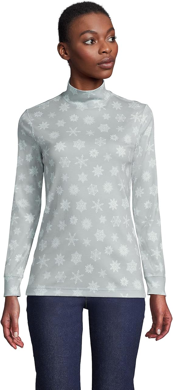 Lands' End Women's Long Sleeve AmericanGrown Supima Cotton Mock