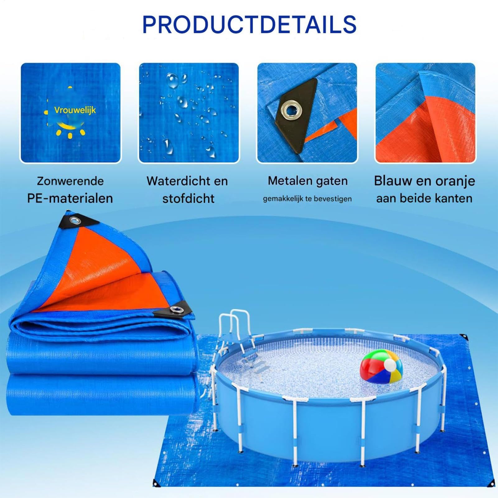 Telo Protettivo Per Fondo Piscina Tappetino Reversibile Resistente | Tappeto per Fondo di Piscina Fuori Terra Per Cortile, Giardino, Hotel, Ville, Resort E Proprietari Di Abitazioni