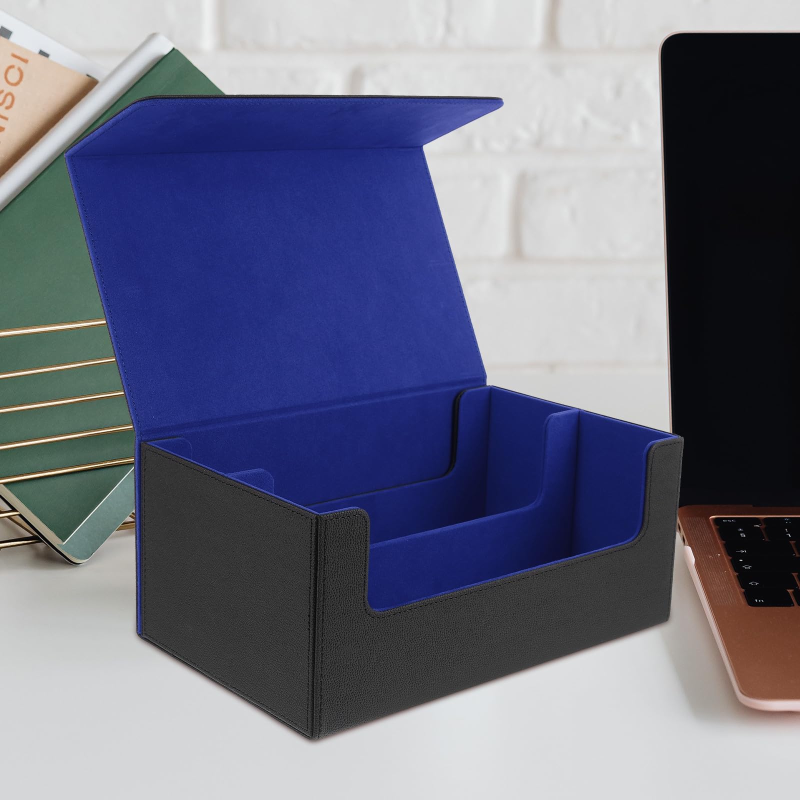 FOMIYES Magnetische Sammelkarten Aufbewahrungsbox aus Pu Leder mit Fächern und Deckel Multifunktionaler Spielkartenhalter für Tcg und Sportkarten Verschleißfestes Etui für Zuhause und