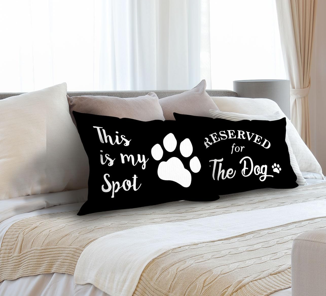 This Is My Spot Paw Decorative Throw Pillow Covers, Dog Themed Funny Cases Cushion for Bedroom Living Room, Gifts for Women Kids Girls Men Lovers Mom, 12x20 Inch Set of 2 image 4