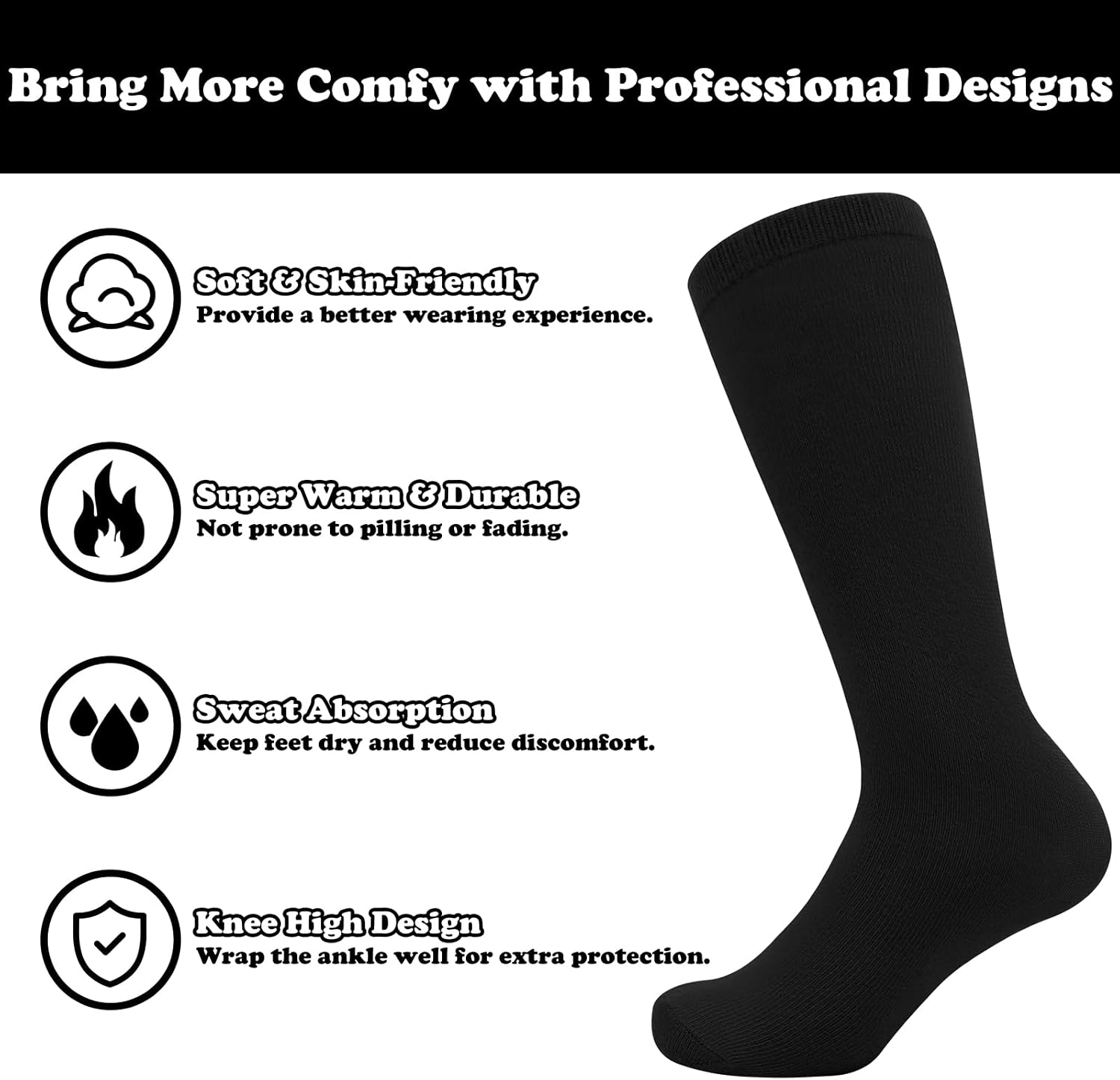 Sarfel 2 Pairs Toddler Soccer Socks Kids Baseball Socks Youth Boys Girls Softball Football Accessories Knee High Team Sport