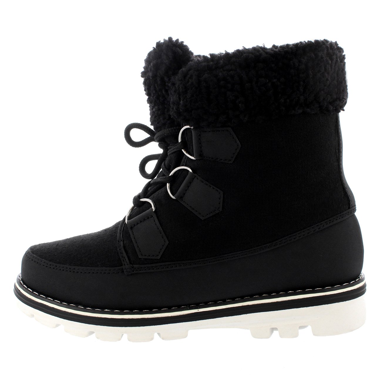 Polar Boot Womens Fleece Lined Snow Winter Waterproof Hiking Durable Ankle Boots - Black Textile - UK6/EU39 - YC0495