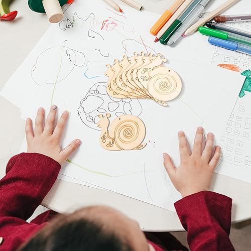 Miniatura 5 de EXCEART 50 recortes de caracol de madera sin terminar para pintar manualidades, rebanadas de madera de 4 pulgadas para proyectos de decoración del