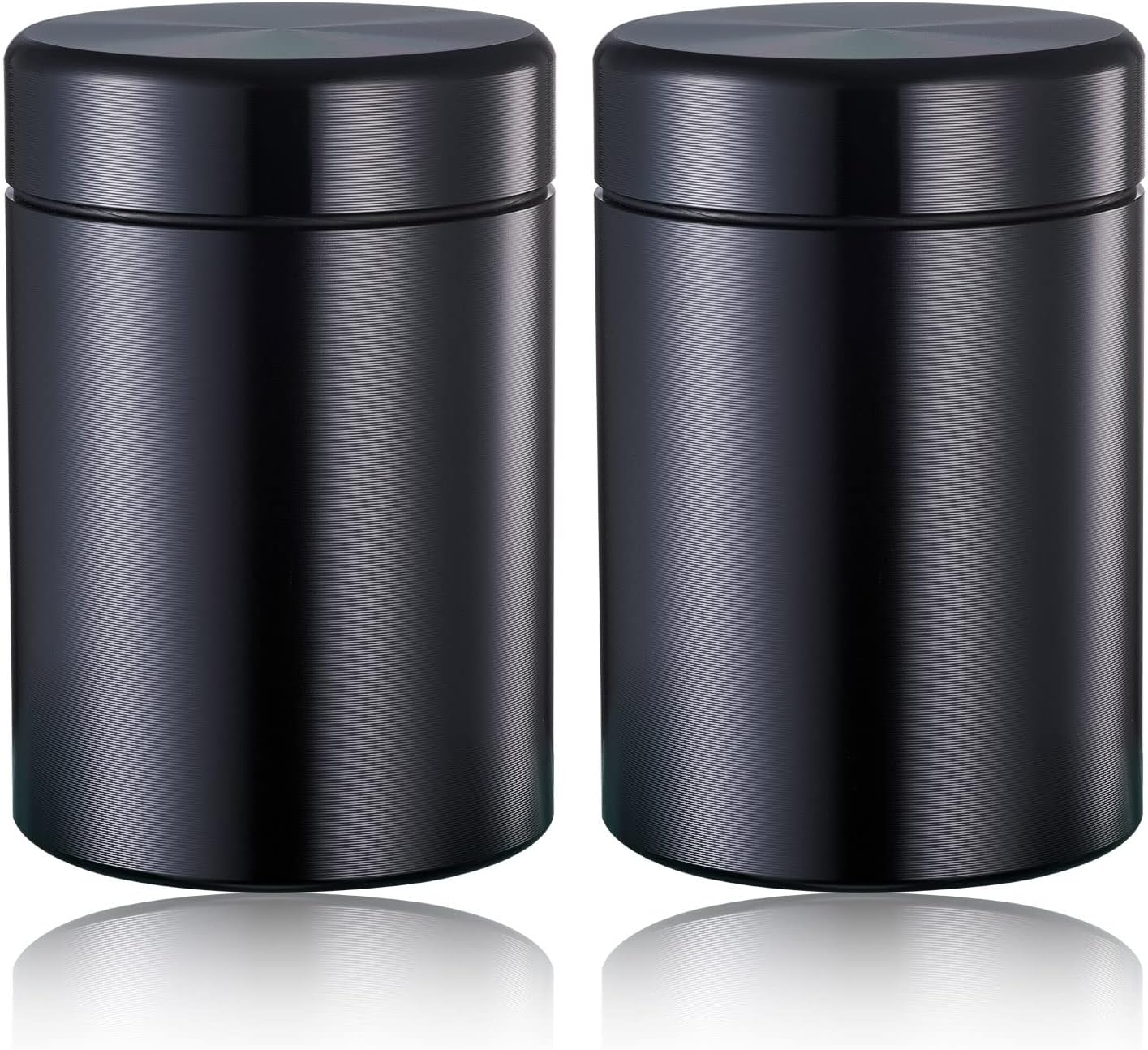 HORNET 2 Packs Storage Jar, 2.20oz Airtight Waterproof Storage Container Bottle, Aluminum Multipurpose Canisters to Keep Food Fresh (2pcs-Black)