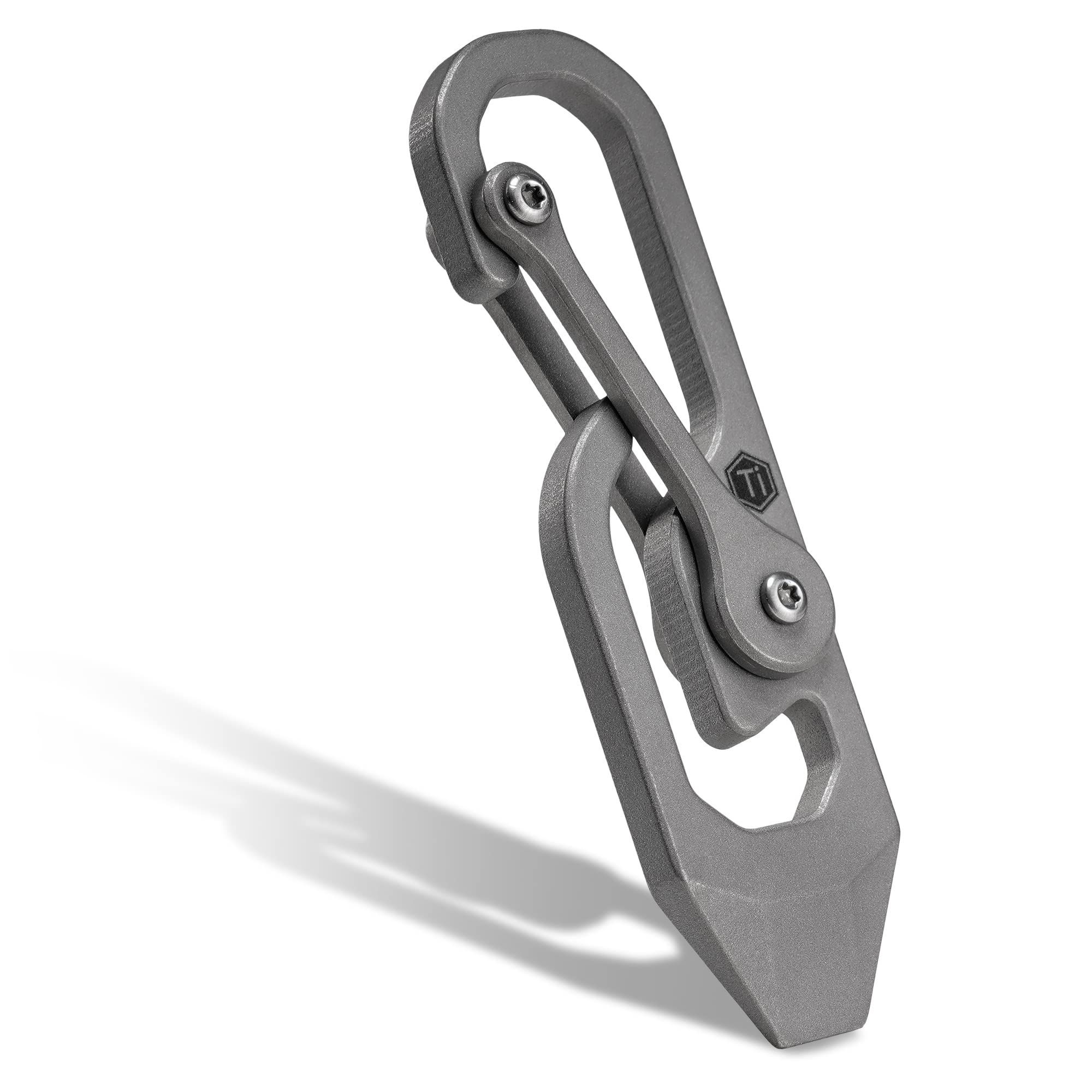 KeyUnity KU06 Strumento portachiavi a moschettone in titanio, apribottiglie con cacciavite per uso quotidiano