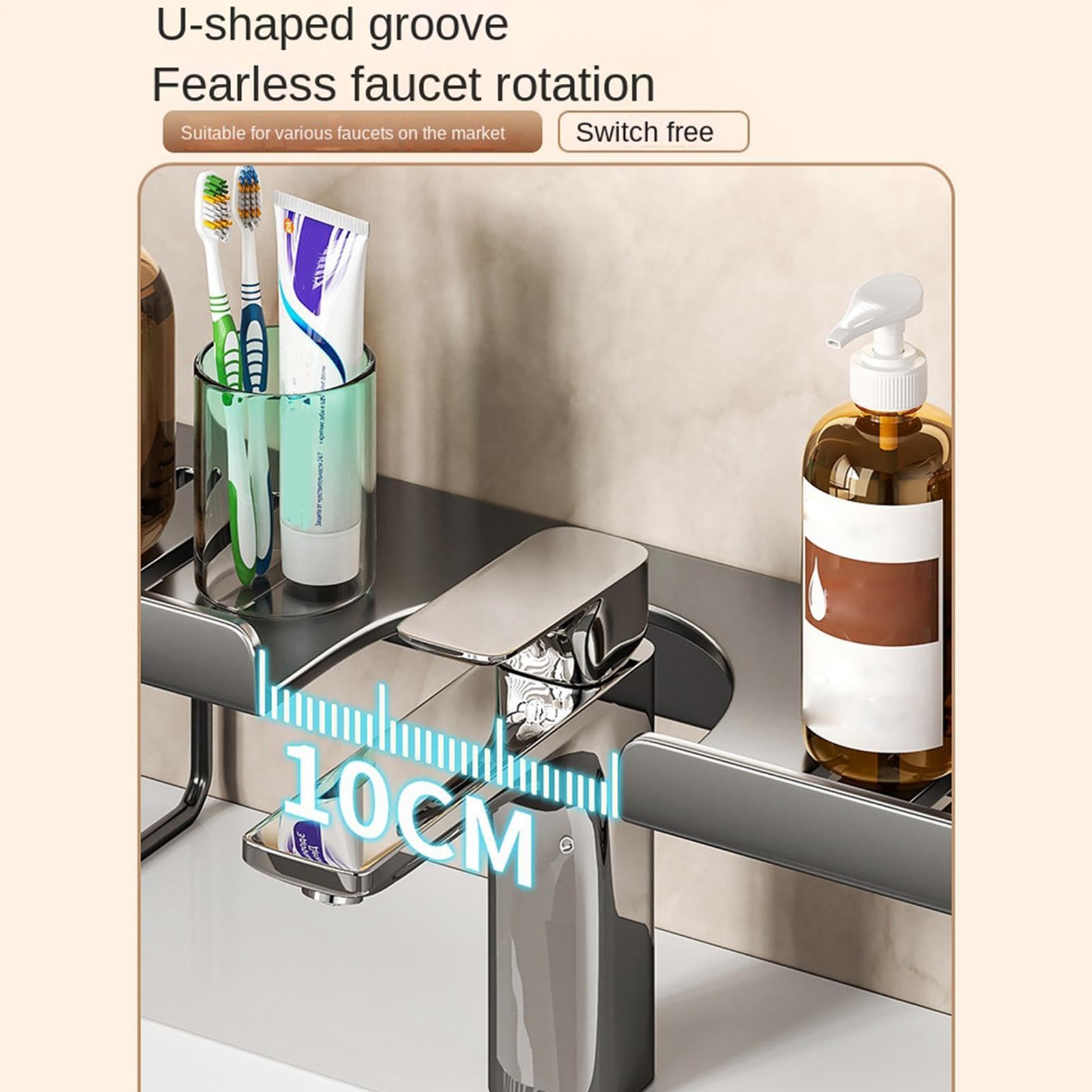 Generico Mensola Lavabo Bagno Organizer Asciugatura Cucina | Mensola Da Bagno Per Lavabo Sopra Rubinetto Per Sapone Spazzola Utensili Articoli Da Toeletta Bagnoschiuma Decorazione