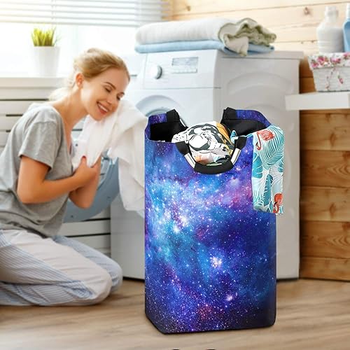 Miniatura 6 de senya Cesta de lavandería grande para compras, bolsa de ropa plegable de tela, cesta de lavandería plegable (espacio exterior)