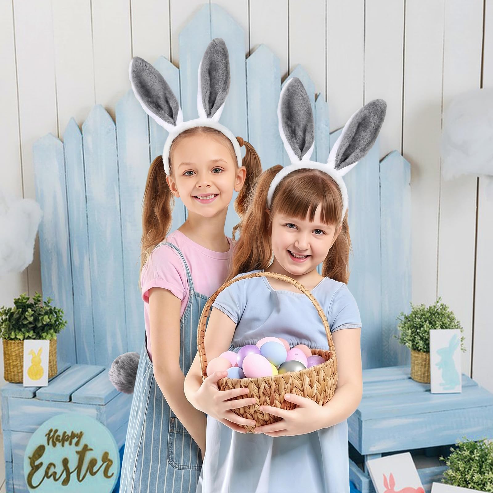 CHONGQILAO Diadema con orejas de conejo, accesorio para disfraz de conejo, diadema para adultos, orejas de conejo, diadema para Pascua, cosplay, fiesta - 5