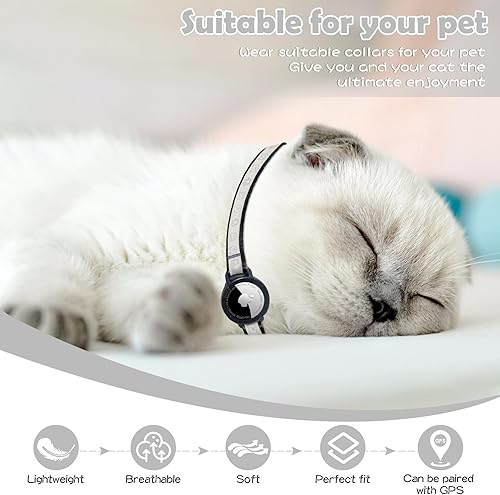 Miniatura 4 de Collar de gato Airtag mejorado con tira reflectante, collar de gato Airtag integrado MONBEYEE integrado, collar reflectante GPS para gato con