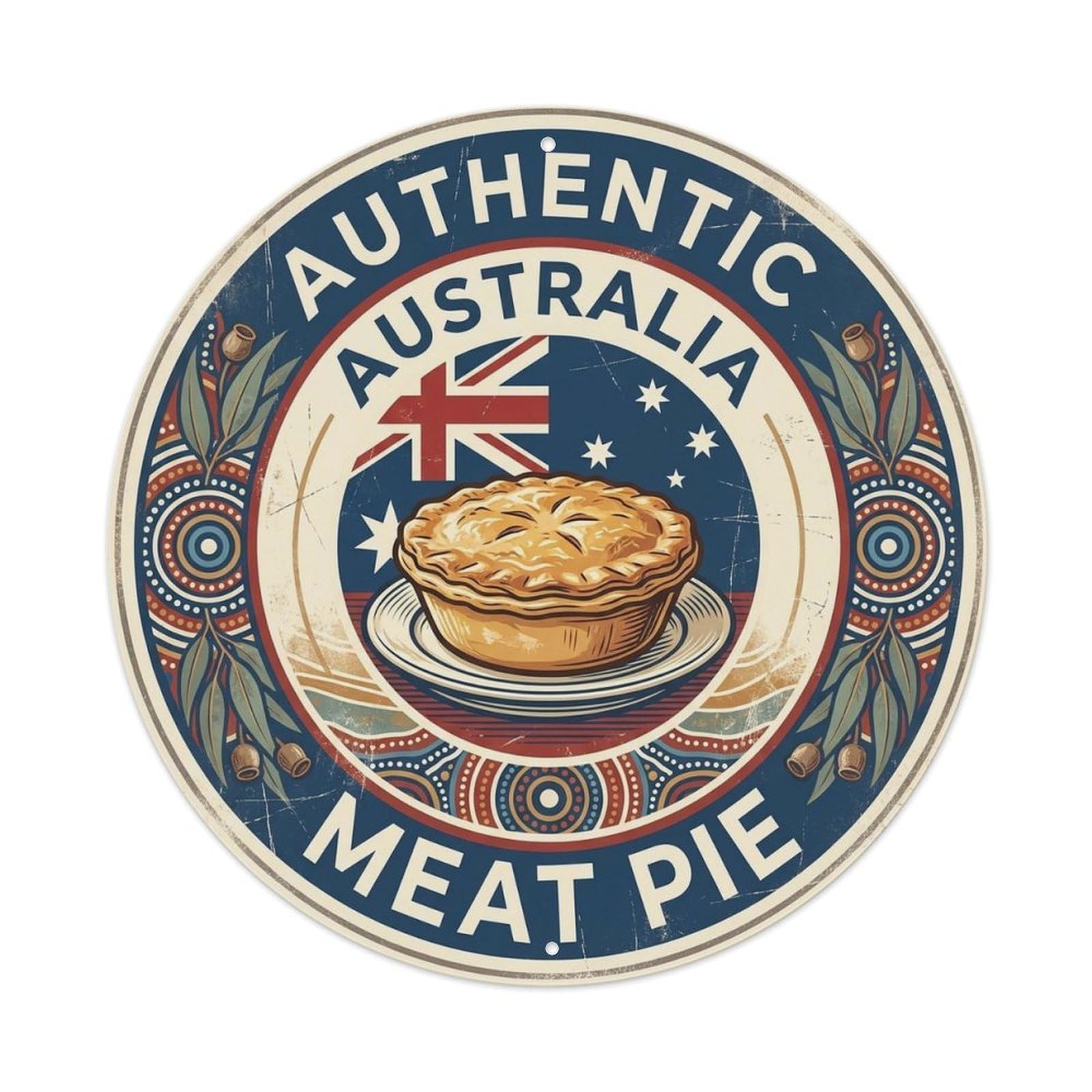 Australia Travel Meat Pie Australian Savory Pastry Metal Tin Sign