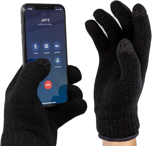 BluBell Touch Screen Unisex Winter Gloves - Windproof Knitted Thermal Gloves with Warm Lining for Men, Women Cycling, Running, Skiing, Driving, Phone Texting Outdoor Activities