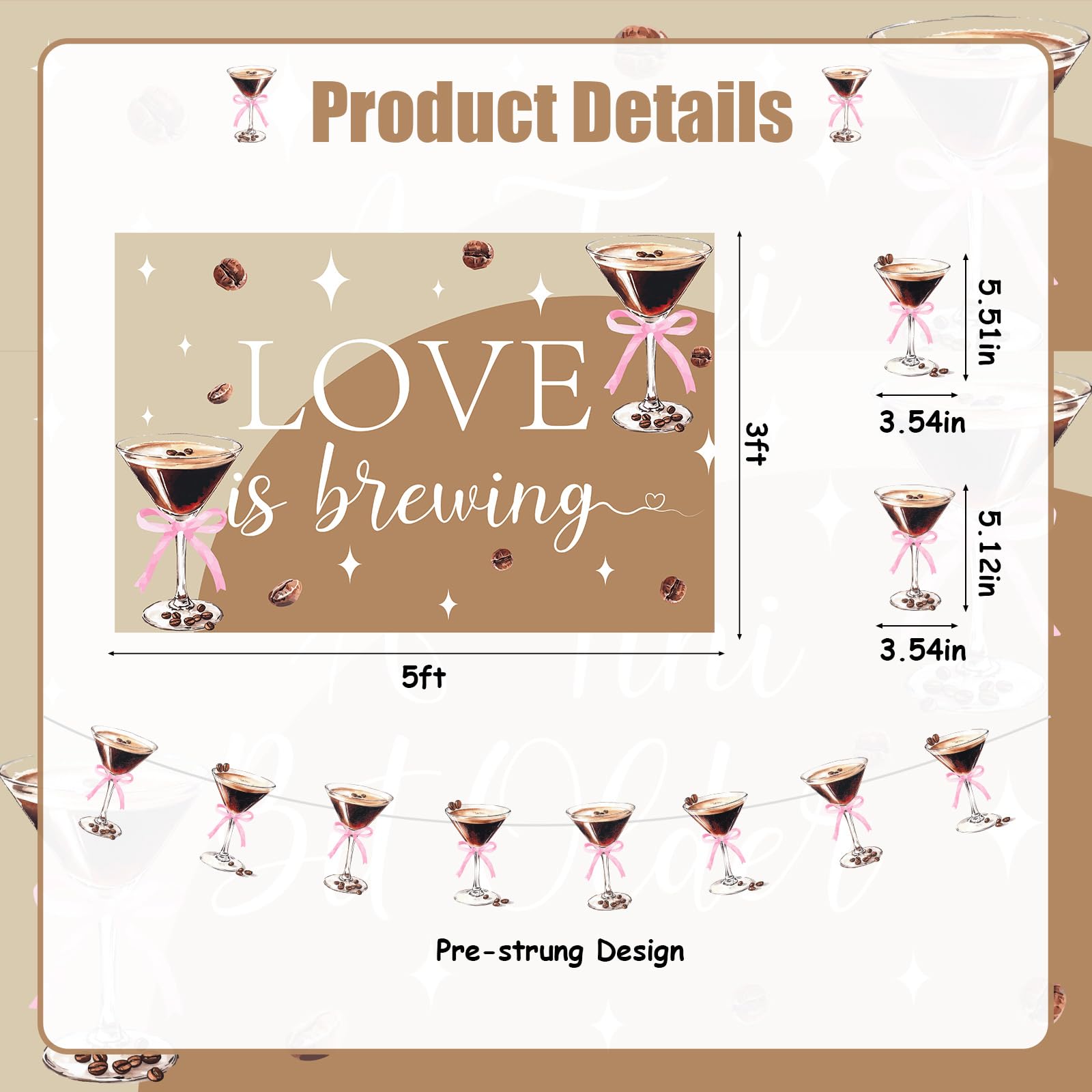 LaVenty Écharpe Espresso Atini Bit Older Pour Martini, Décorations De Fête D'anniversaire, Grain De Café, Cocktail, Pour Expresso