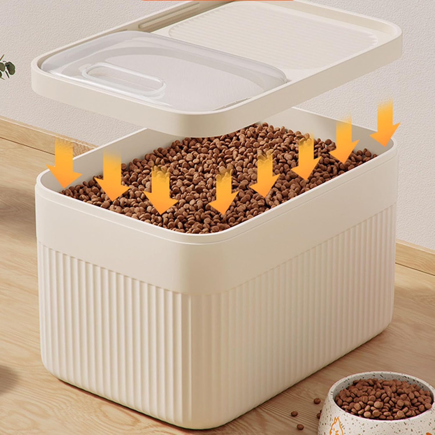 Générico Recipiente hermético de almacenamiento de alimentos para mascotas, hasta 6,5 kg, para perro, gato y otros alimentos para mascotas con taza medidora, cubo de almacenamiento