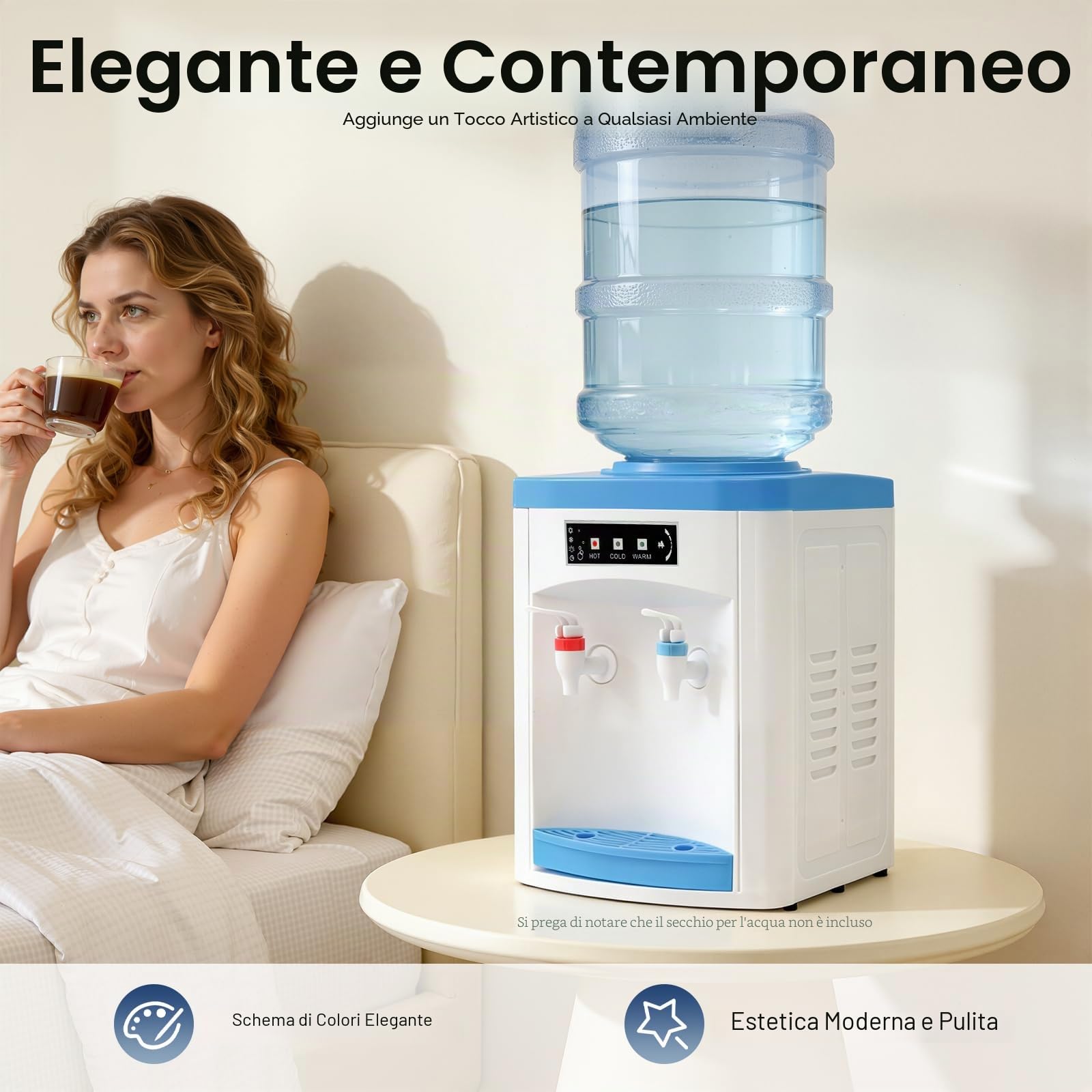 Distributore di acqua fredda per acqua calda fredda, 550 W, 19 l, in acciaio inox e plastica, da scrivania