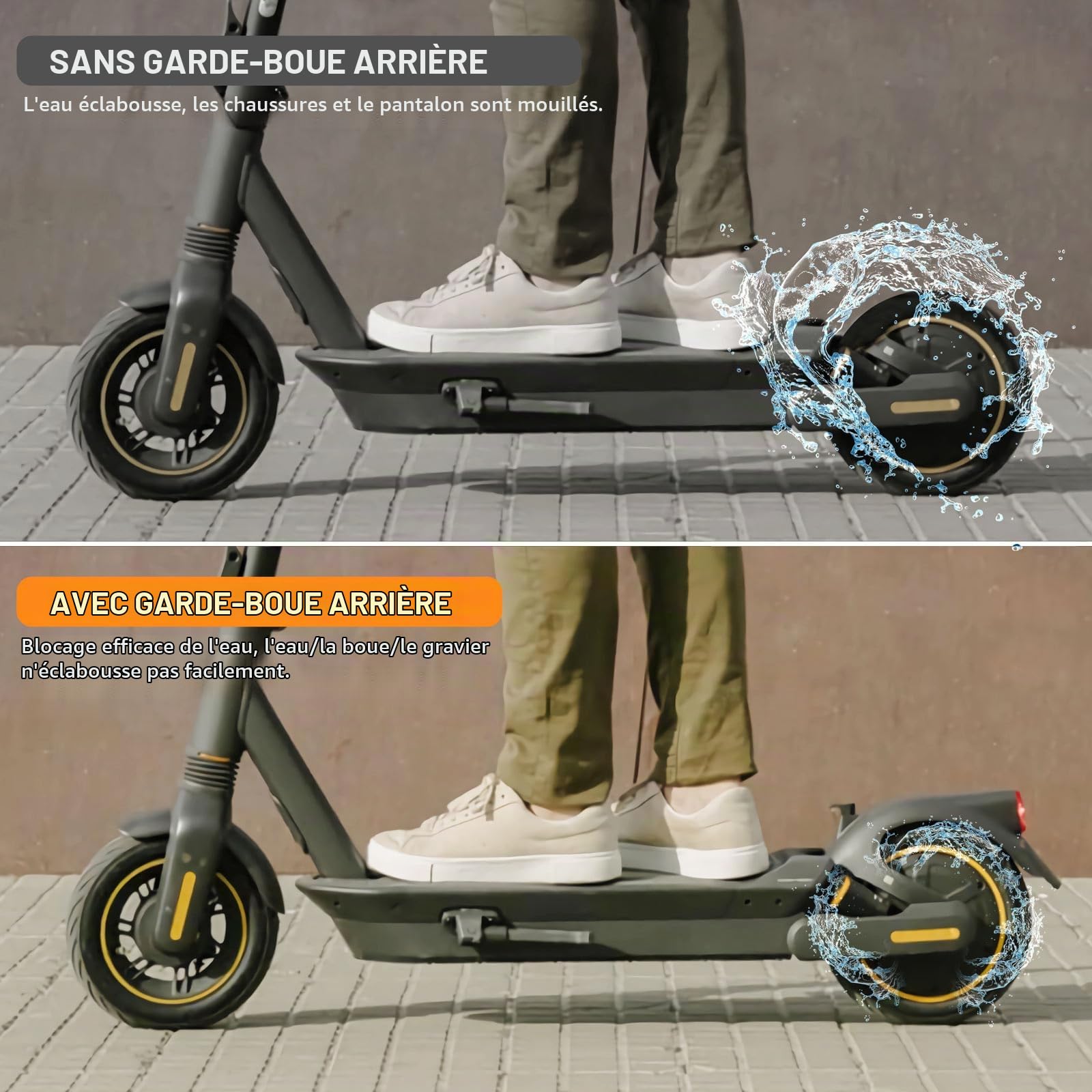 Garde Boue Arrière pour Scooter Électrique Segway Ninebot Max G2, Garde-Boue Arrière de Rechange avec Feu Arrière, Accessoires pour Trottinette Électrique