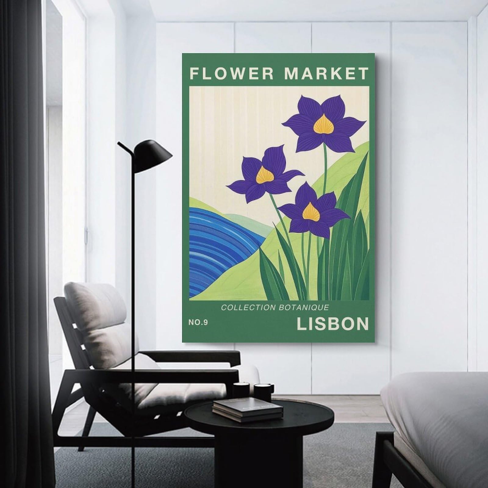 Junmoney Canvas Wall Decor Lisbon Flower Market Poster, 20x30inch(50x75cm), for Lounge Decor, Bedroom Walls Or Flats, Eye Catching Artwork for Blank Walls