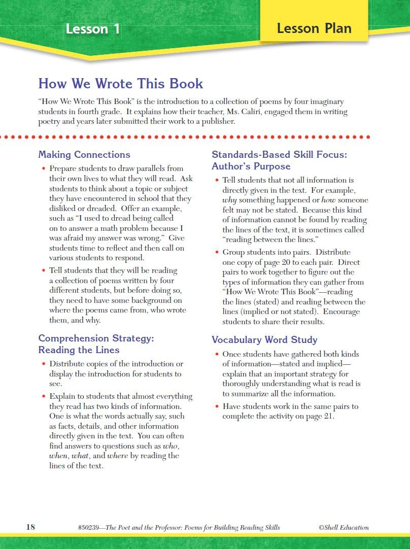 Poems for Building Reading Skills Level 5 (Level 5): Poems for Building Reading Skills [With CDROM and CD (Audio)]: Grade 5 (The Poet and the Professor)