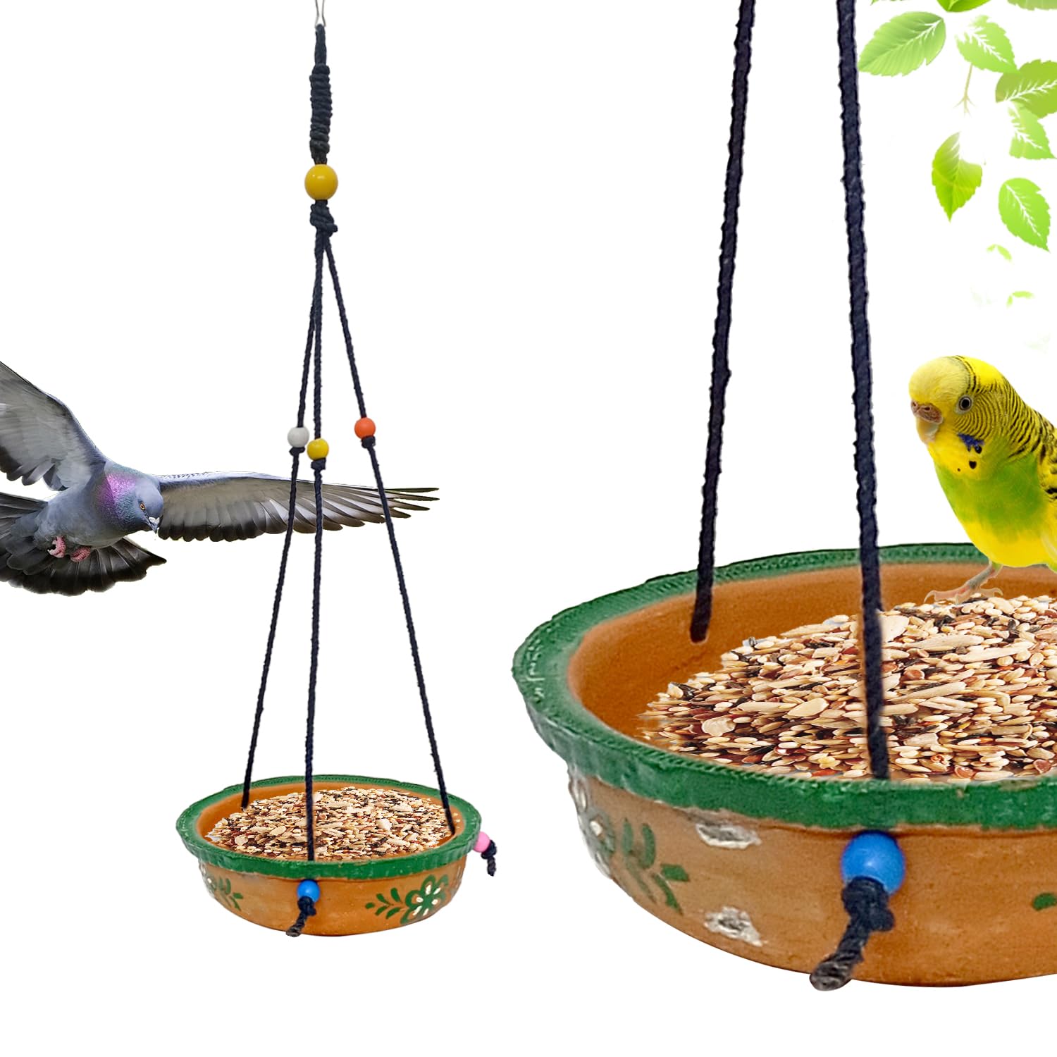 Jainsons Pet Products Hanging Outdoor Bird Feeder | Earthenware Bird Feeding/Watering Bowl Natural Handmade Clay Terracotta, Natural Mitti Bird Feeding Bowls for Bird 1 Liters (1) (B0D9SJKRJW) Amazon Price History, Amazon Price Tracker