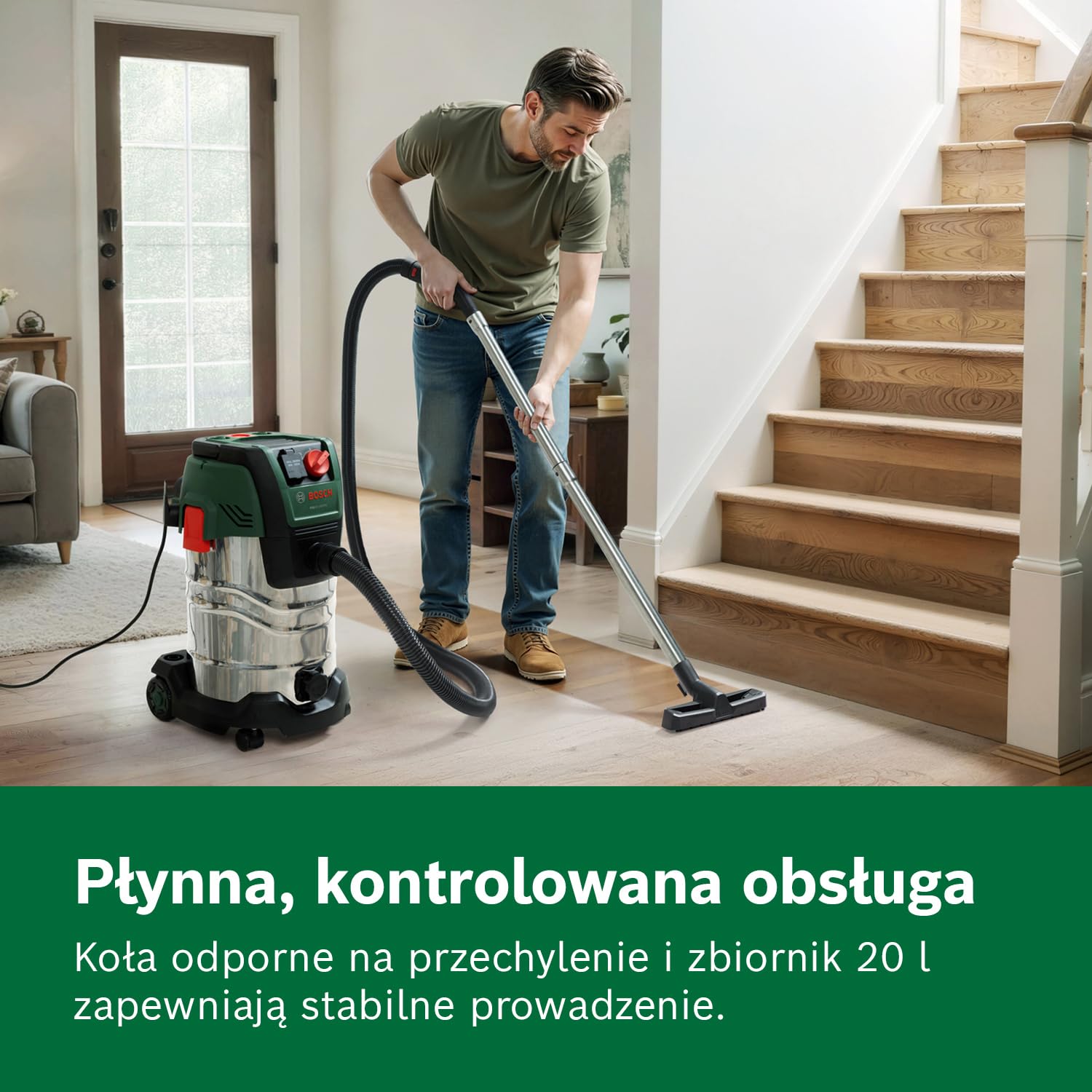 Bosch Odkurzacz do pracy na sucho i mokro PAS30-240PRS (rury, wąż 2,2 m, uchwyt/kolanko, dysza do podłóg i dysza do fug, worek włókninowy, filtr płaski fałdowany (HEPA), UniversalAdapter, pilot)