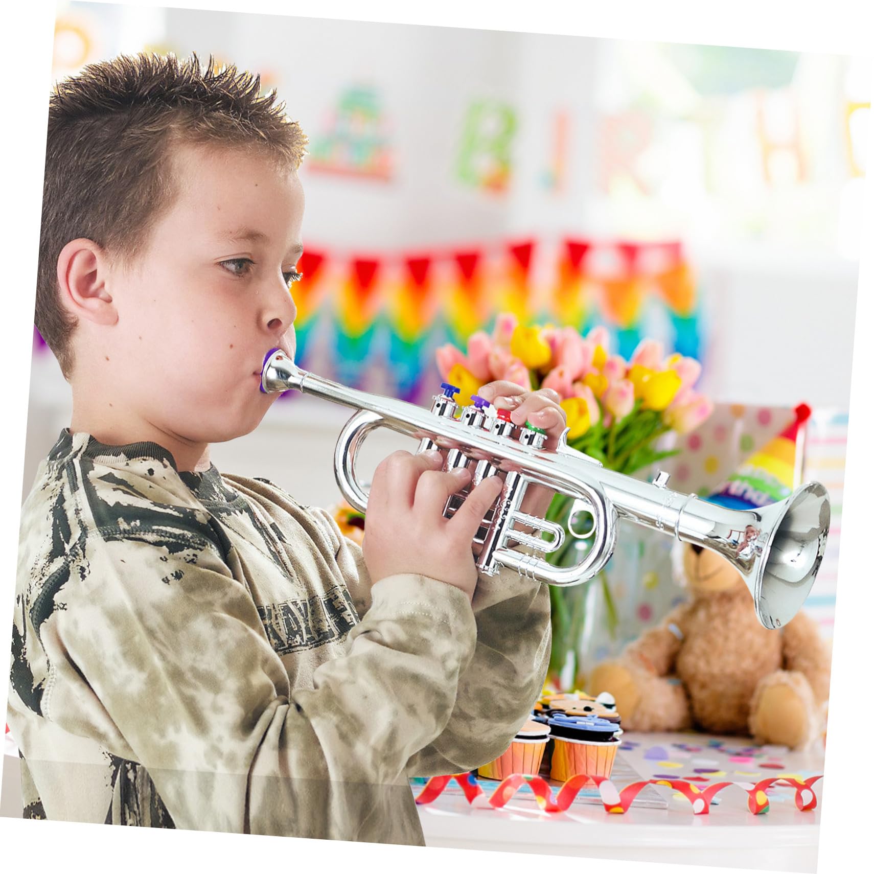 SUPVOX Tromba Giocattolo per Ragazzo Ragazza Strumento Musicale Divertente Giocattolo Forma di Tromba Realizzato in Materiale Plastico Bomboniere o Regalo per Principianti
