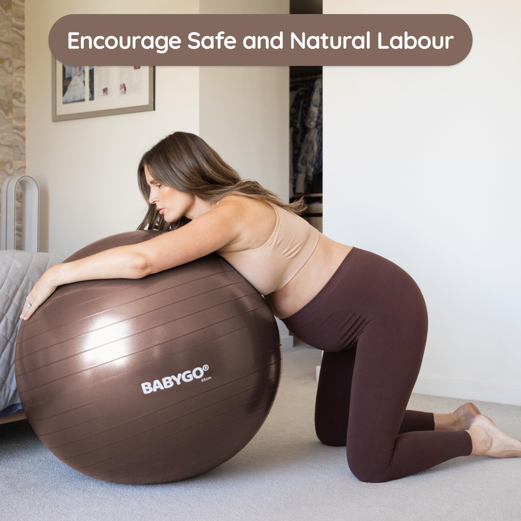 BABYGO Geburtsball – Schwangerschafts-, Yoga-Arbeits- und Übungsball und Buch-Set, Trimester-Zielgruppe, Schwangerschaftsphysio, Geburts- und Genesungsplan inklusive, Anti-Burst, umweltfreundlich