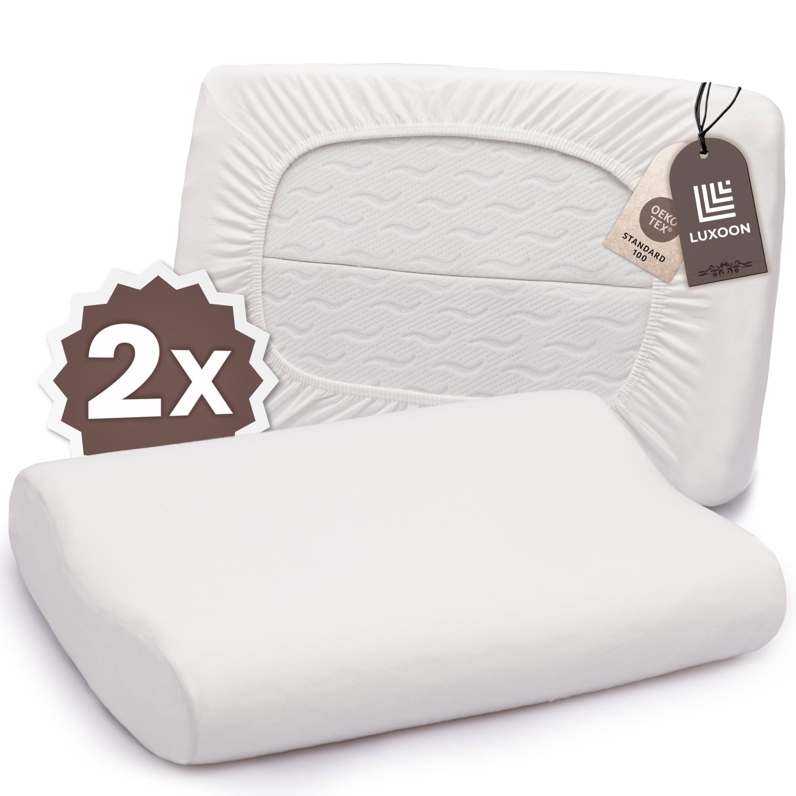 Lot de 2 housses de coussin pour santé - 95% coton/5% élasthanne, respirantes et douces, lavables, 30-45 x 50-65 cm, blanc