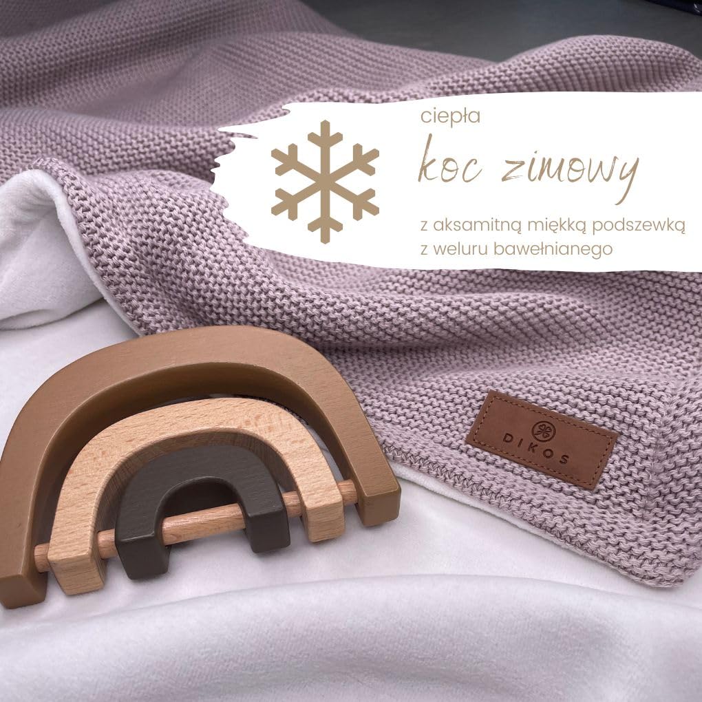 Ciepły kocyk niemowlęcy zimowy z podszewką szary koc