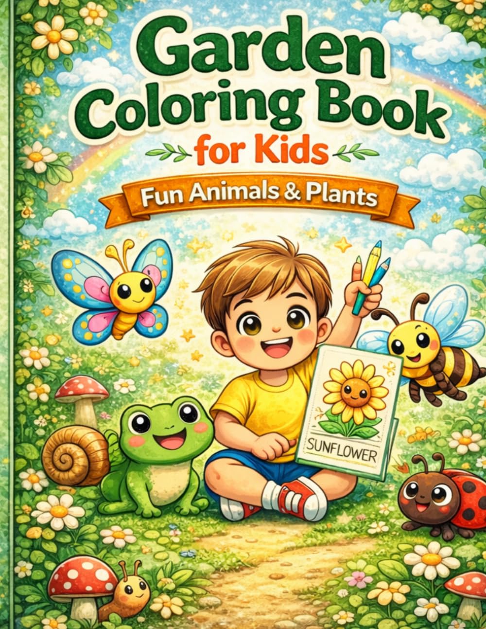 Garden Coloring Book for Kids Ages 3-6: Fun Animals & Plants with Word Tracing | Preschool Activity Book | 26 Cute Coloring Pages: Learn Words While ... and Kindergarten (Smart Kid Activity Books)