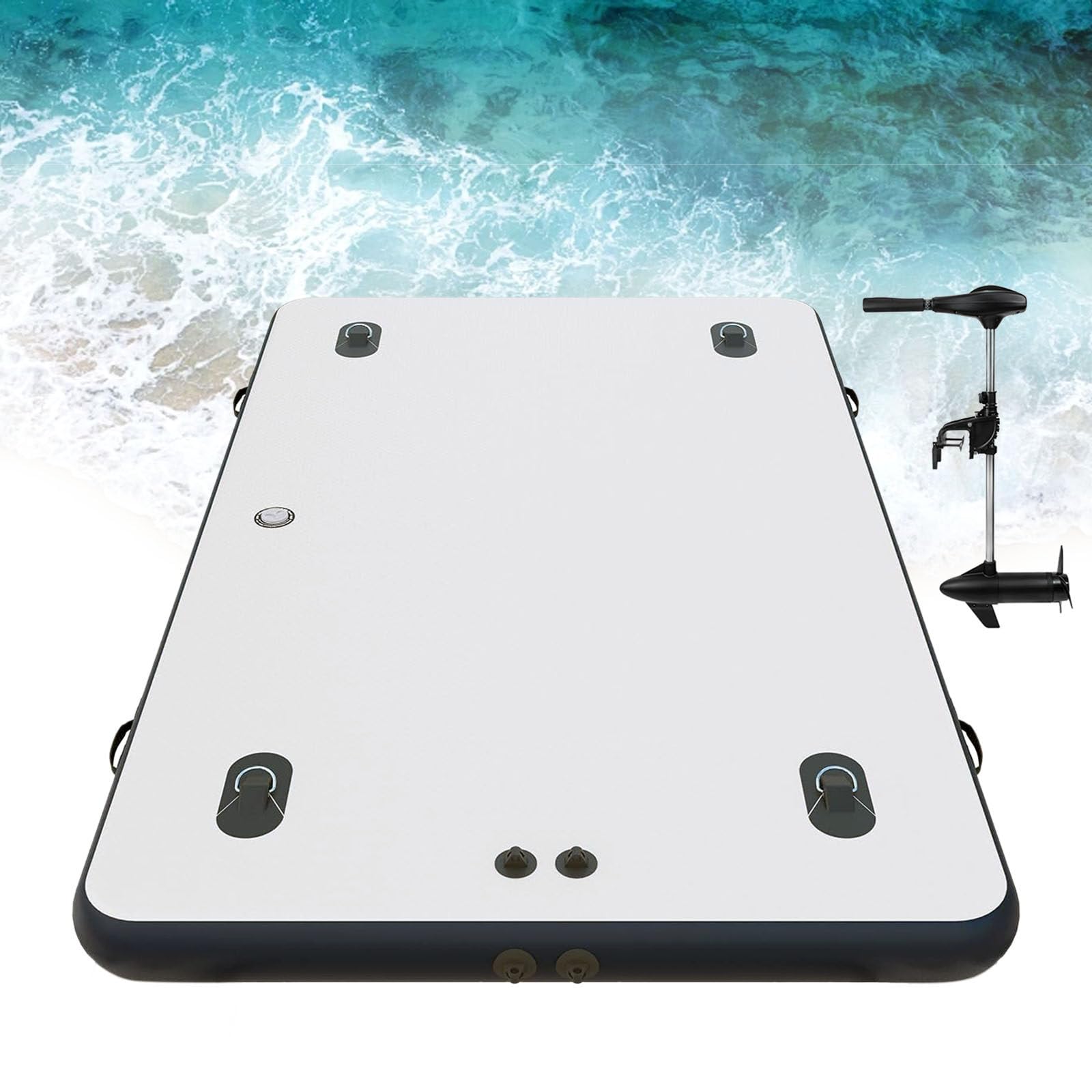 Aufblasbares schwimmendes Dock - Kompatibel mit 12 V Motor | 200 kg/400 kg Kapazität | Rutschfestes Deck | Ideal zum Angeln, Jagen, Camping am See | Inklusive allem Zubehör