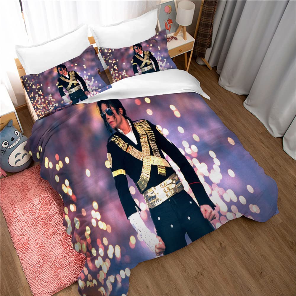 60 Algodón De Fibra Larga Michael Jackson, Idol Singer 3 Piezas 3D Graffiti Ropa De Cama Edredón Cubierta Primavera Y Otoño Edredón Simple (Estilo 05,(150x200cm)-Cama de 90)