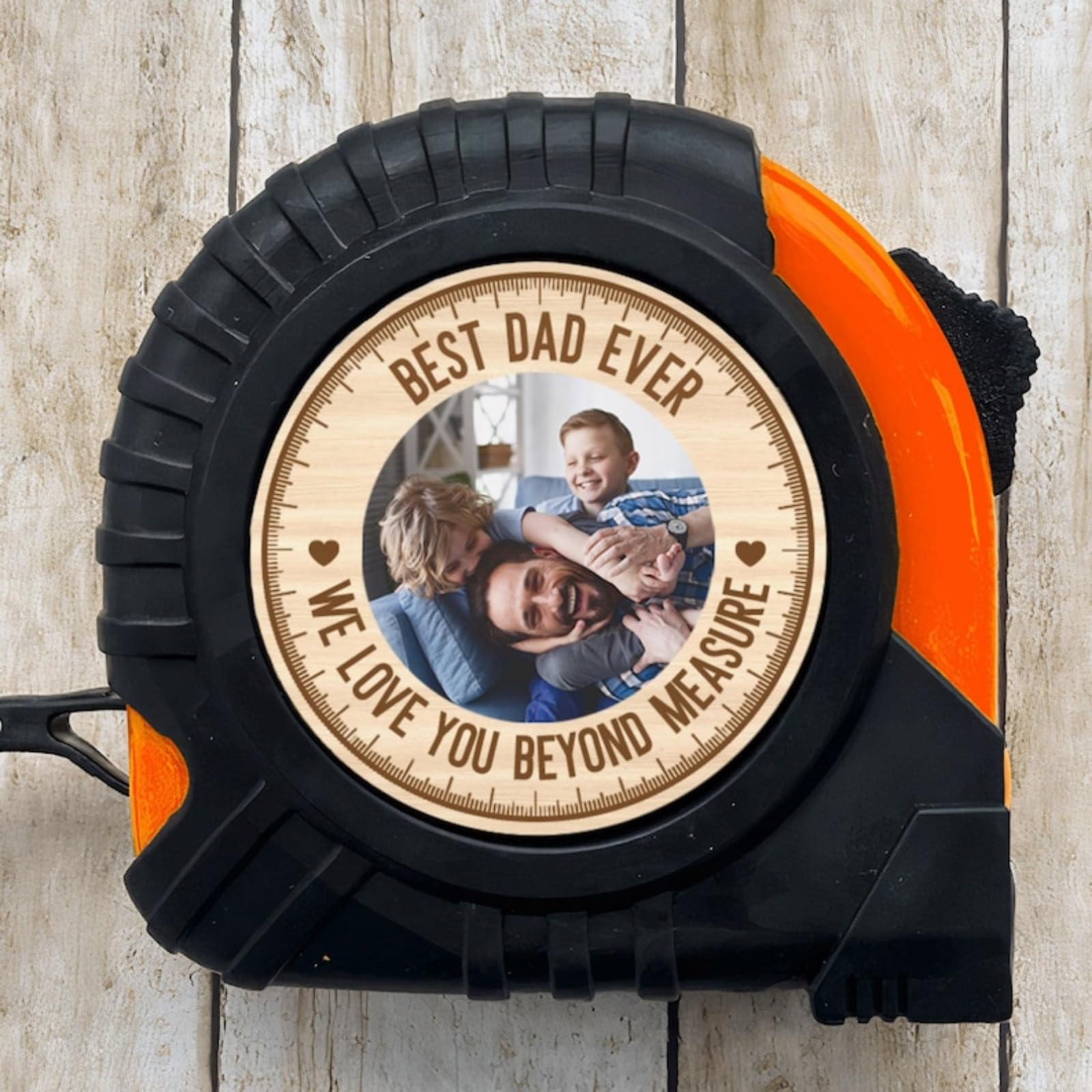 Personalized Tape Measure,Custom Photo Tape Measure for Dad, Husband, Men, No One Measues Up to You,Gifts for Dad for Fathers Day, Valentines Day Gifts (Orange)
