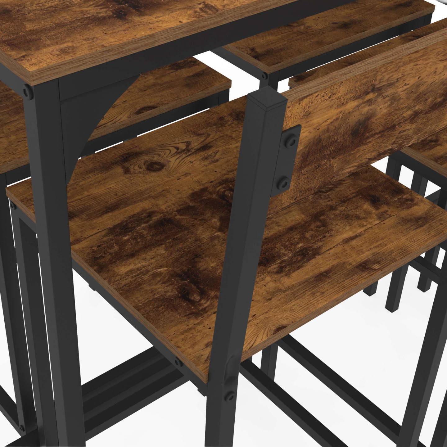 IDMarket - Mesa de bar y 6 taburetes DAYTON, de 150 cm de altura, con efecto envejecido, diseño industrial