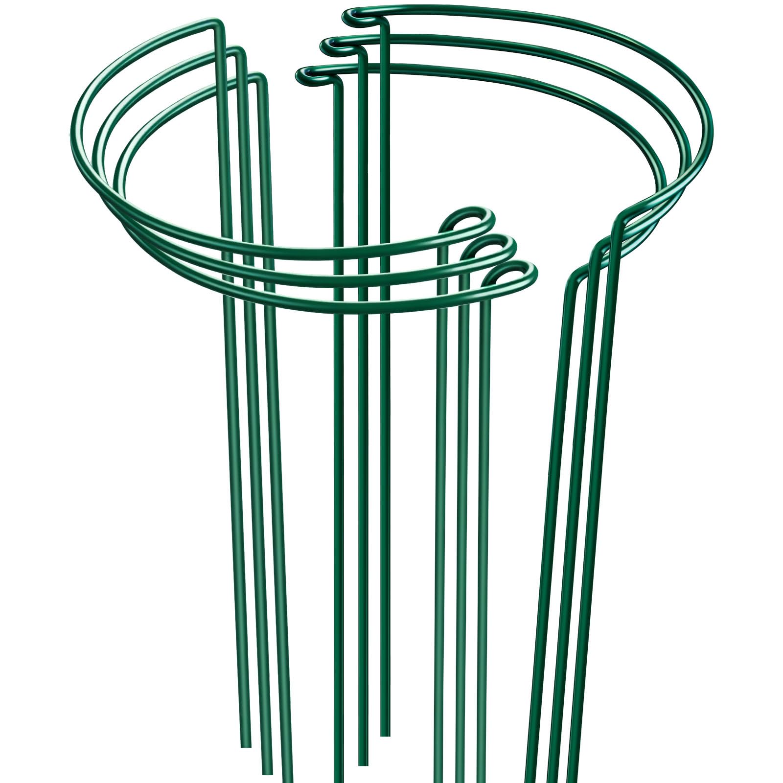 HiGift Lot de 6 piquets de Support pour Plantes de Jardin, 25,4 cm de Large x 61 cm de Haut, Support Demi-Rond en métal pour Plantes de Jardin, Cage et Support, Bordure de Support pour Plantes Vertes