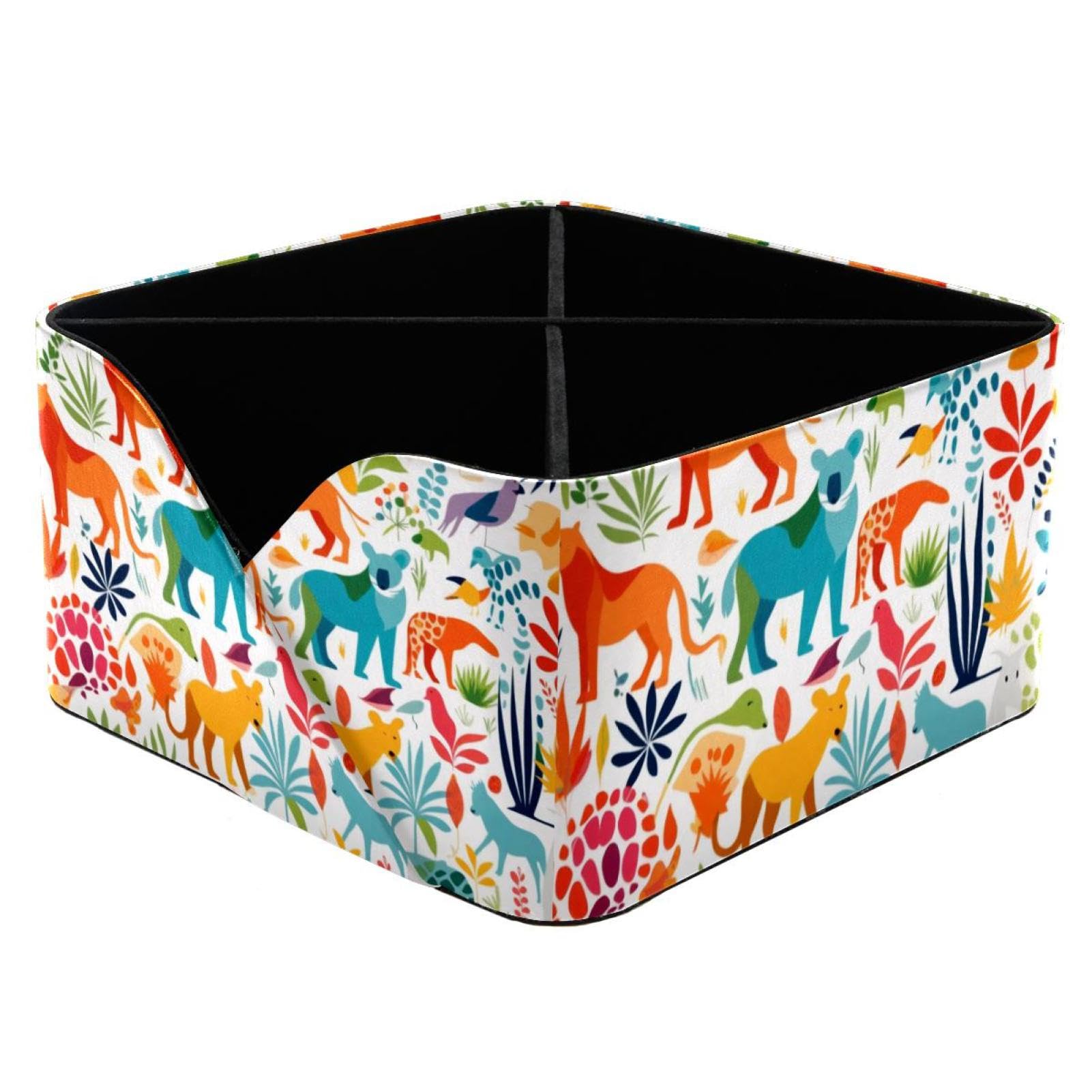 Boîte de rangement classifiée pour essentiels du quotidien motif animal coloré en plastique