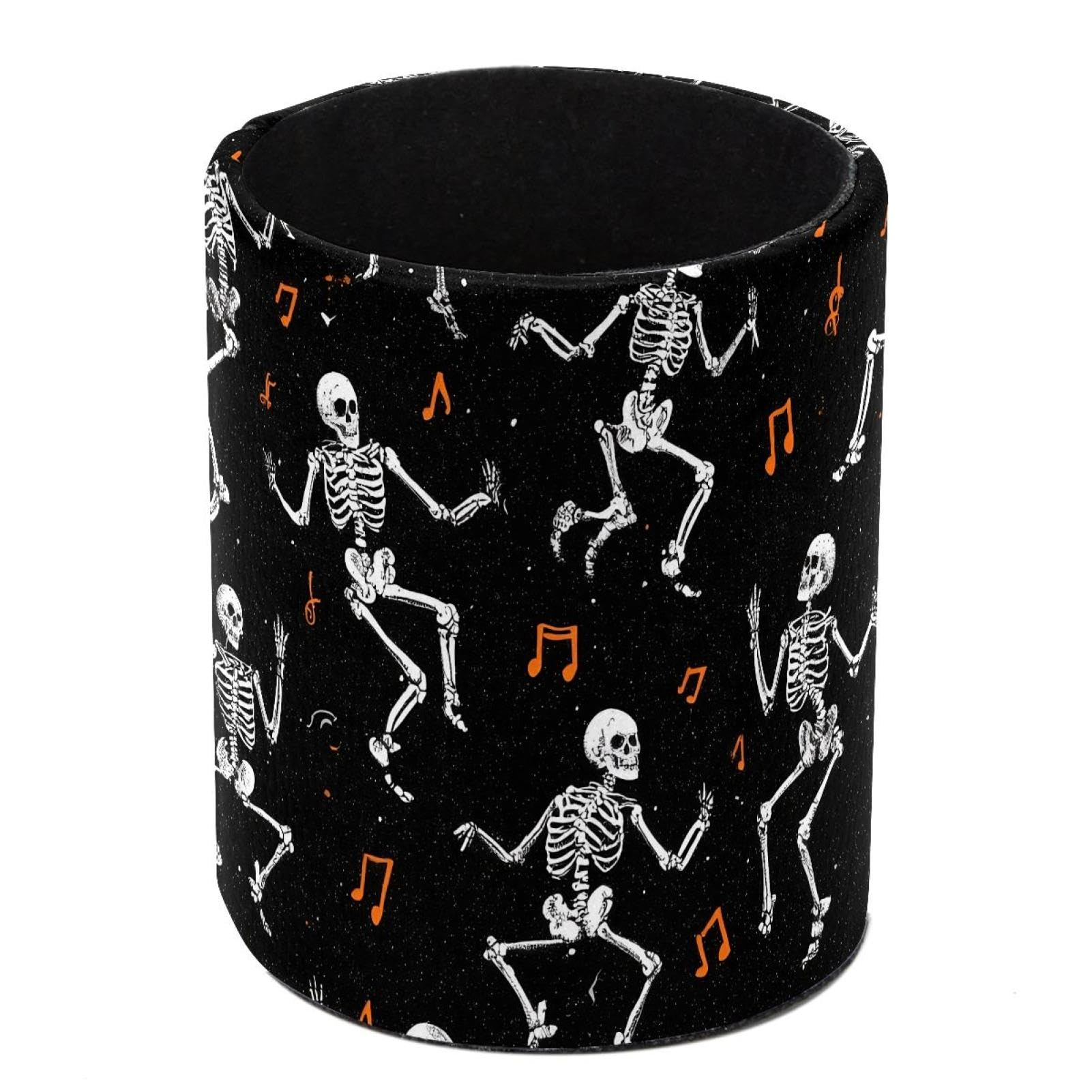 HEOEH Dancing Skeleton Pen Holder for Desk, PU Leather Pencil Holder Pen Cup Marker Holder Makeup Brush Holders, Desk Accessories & Workspace Organizers for Home, Office