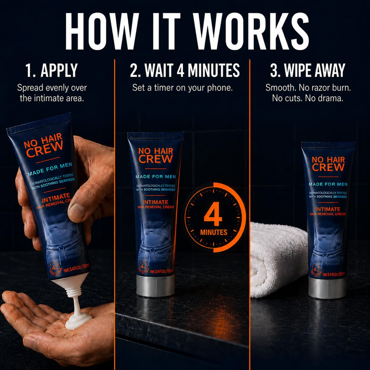 Men's Hair Removal Cream - Painless & Smooth -4