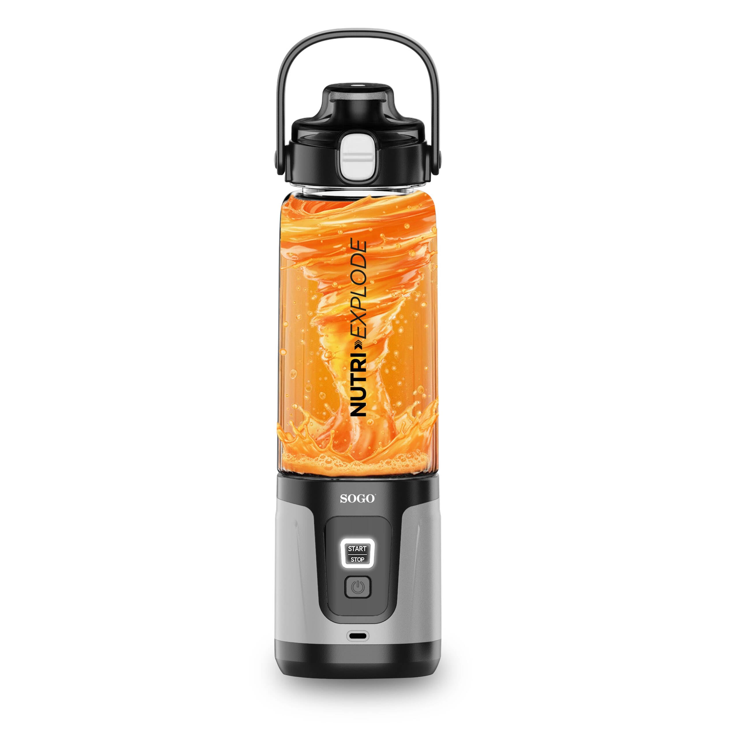 SOGO Batidora Portátil Recargable Nutri Explode – Mini Licuadora USB 0,75 L, 6 Cuchillas Acero Inoxidable, Sin BPA, Bloqueo de Seguridad y Autonomía Extendida