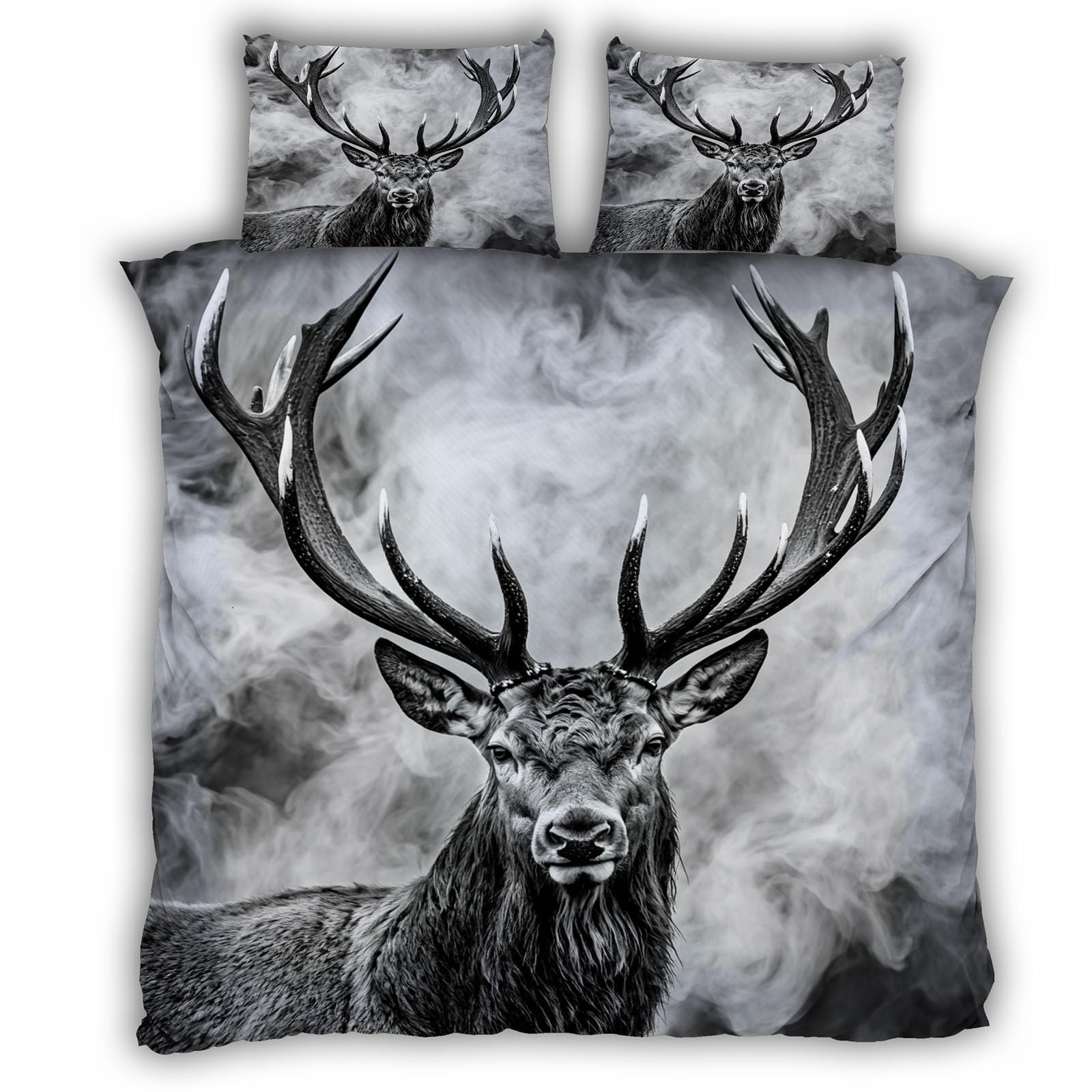 Housse de couette 240x260 cerf avec taies pour lit 2 personnes