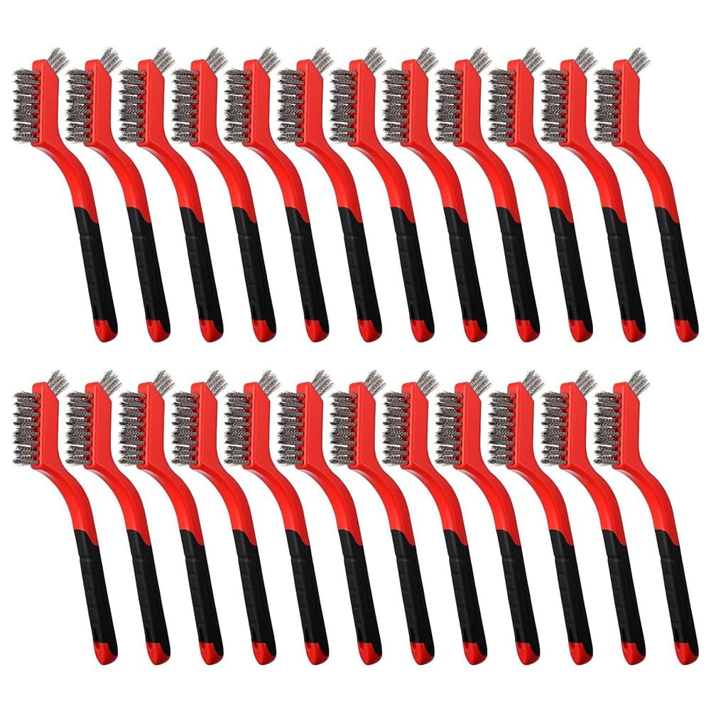 Vjsujehgy 24 PCS Stainless Steel Wire Scratch Brush Set for Rust Removal, Dirt and Paint Scrubbing