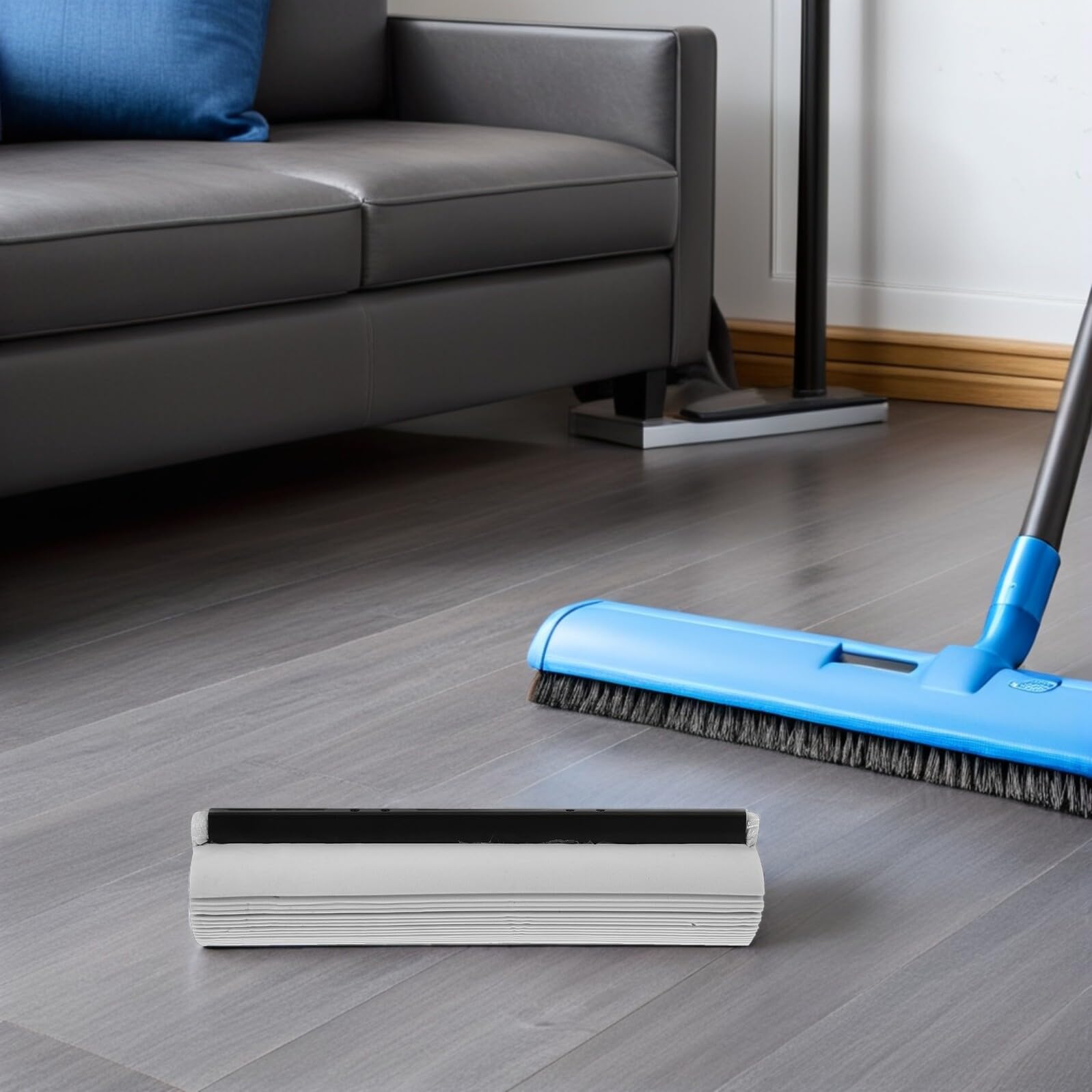 Repuesto de Cabezal de Fregona de Esponja Absorbente 33 Cm Gris, 2 Unidades, Recambio para Trapeador Rodante, Adecuado para Limpieza de Suelos de Cocina, Baño y Garaje