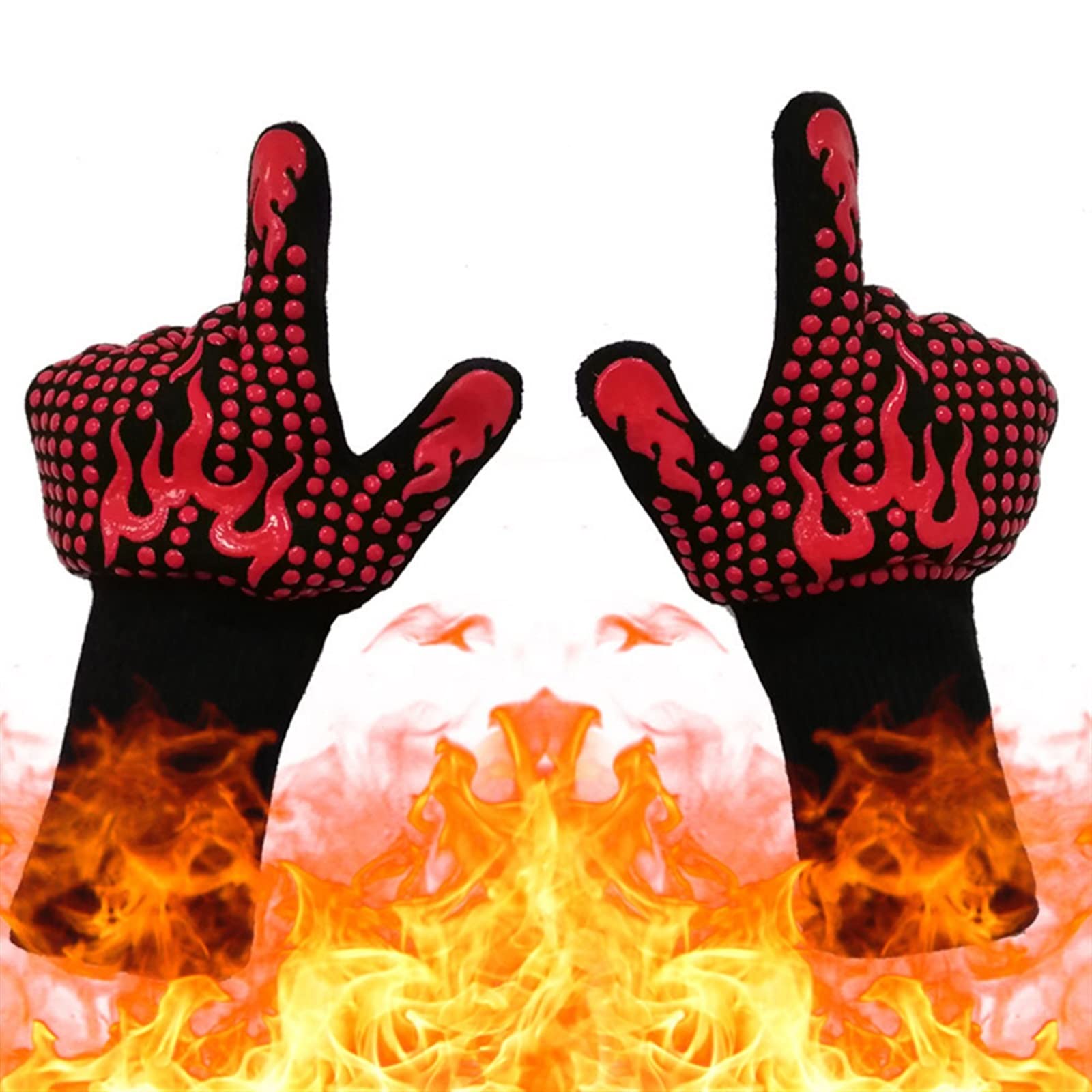 Gants de Cuisine for Barbecue, résistants à la Chaleur extrême, for Le soudage au Four, for et Le Barbecue(Red)
