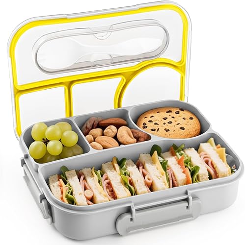 Miniatura 9 de EASYFUN Lonchera para adultos, Caja bento, 4 compartimentos, recipientes para el almuerzo, a prueba de caídas, apta para lavavajillas y fabricada