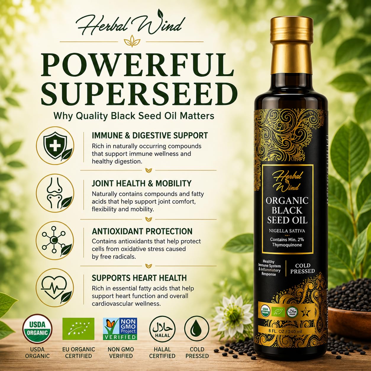 Amazon.com: Herbal Wind Black Seed Oil: Cold Pressed USDA Organic