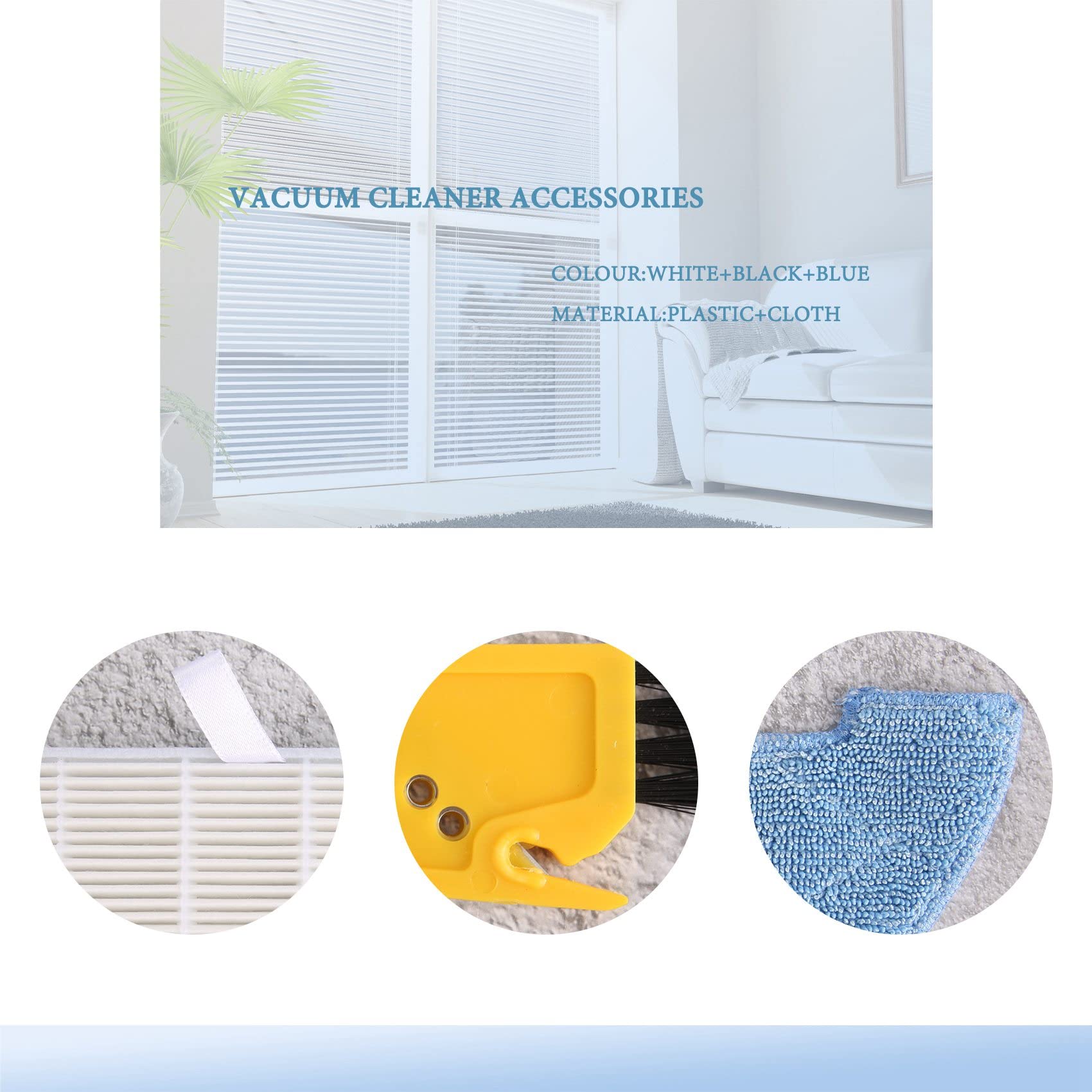vhbw set di filtri compatibile con Zaco V80, V85 robot aspirapolvere - 2x filtro di ricambio (filtro HEPA, filtro in spugna