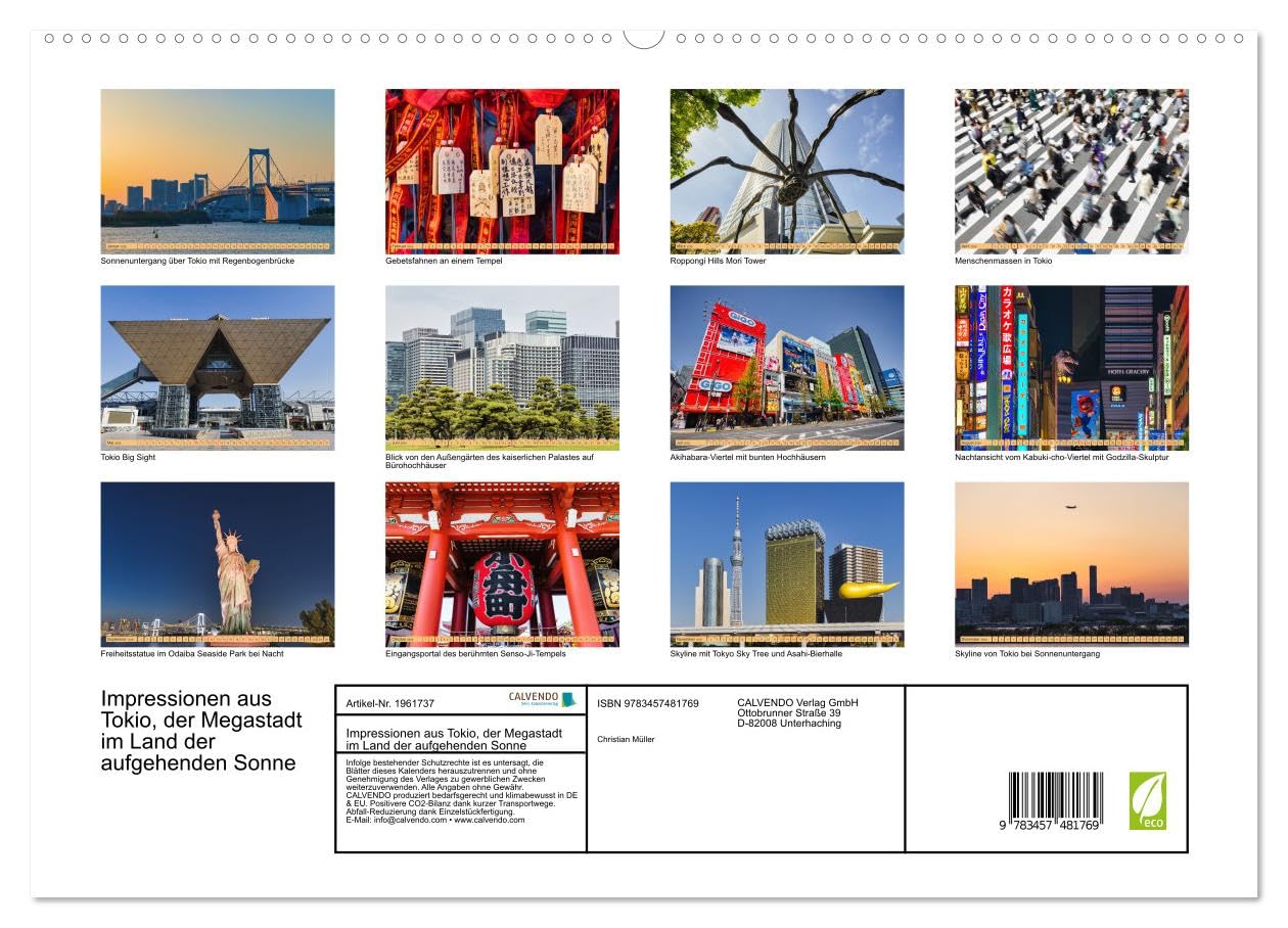 Impressionen aus Tokio, der Megastadt im Land der aufgehenden Sonne (hochwertiger Premium Wandkalender 2026 DIN A2 quer), Kunstdruck in Hochglanz: ... durch Japans Hauptstadt Tokio (CALVENDO Orte)