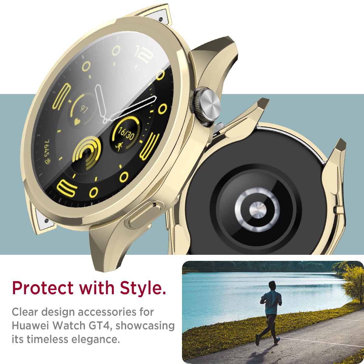 Miimall 2-Pack Case Compatible with Huawei Watch GT 4, Soft TPU Bumper Cover with Screen Protector - Image 3
