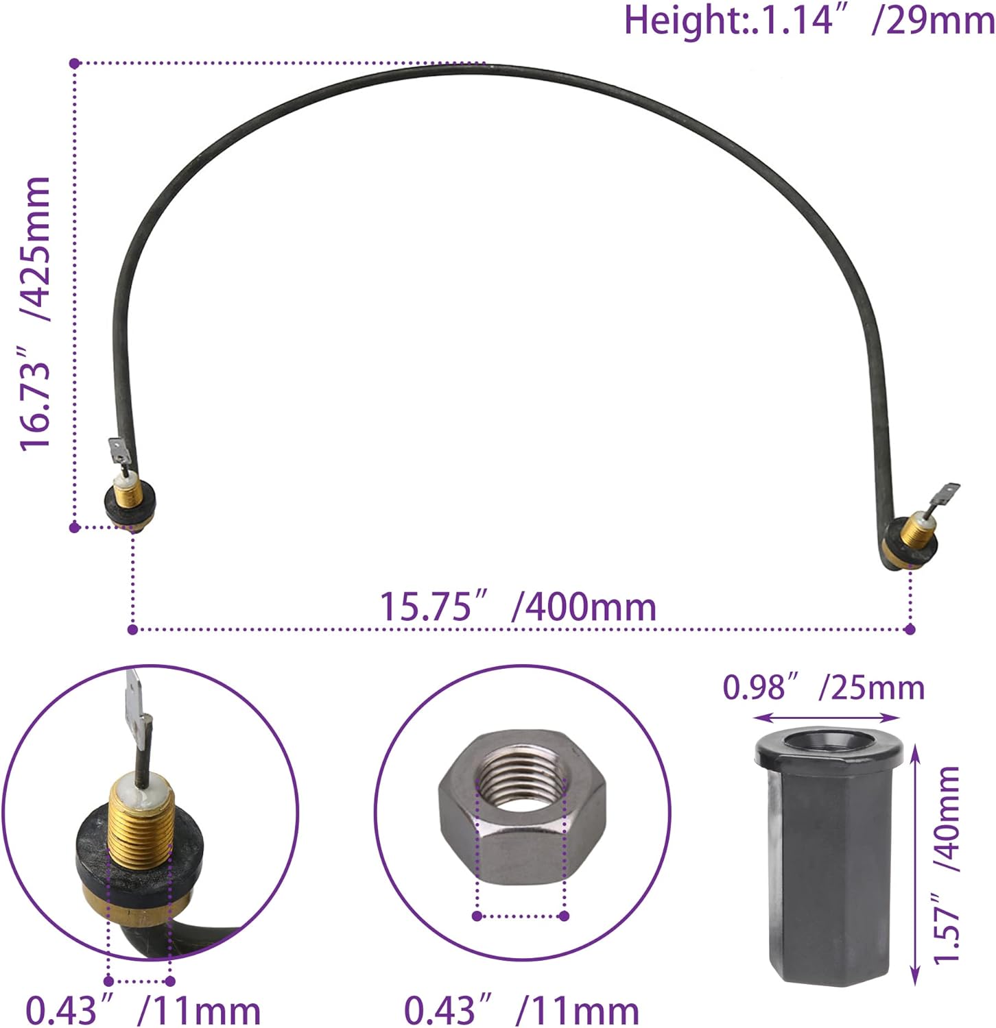 Upgraded W10518394 Dishwasher Heating Element by Emptty - Replacement for Whirlpool Replacement for Kenmore - Replaces 2977737 8194250 8563007 8572861 AP5690151 W10134009 W10441445 W10518394